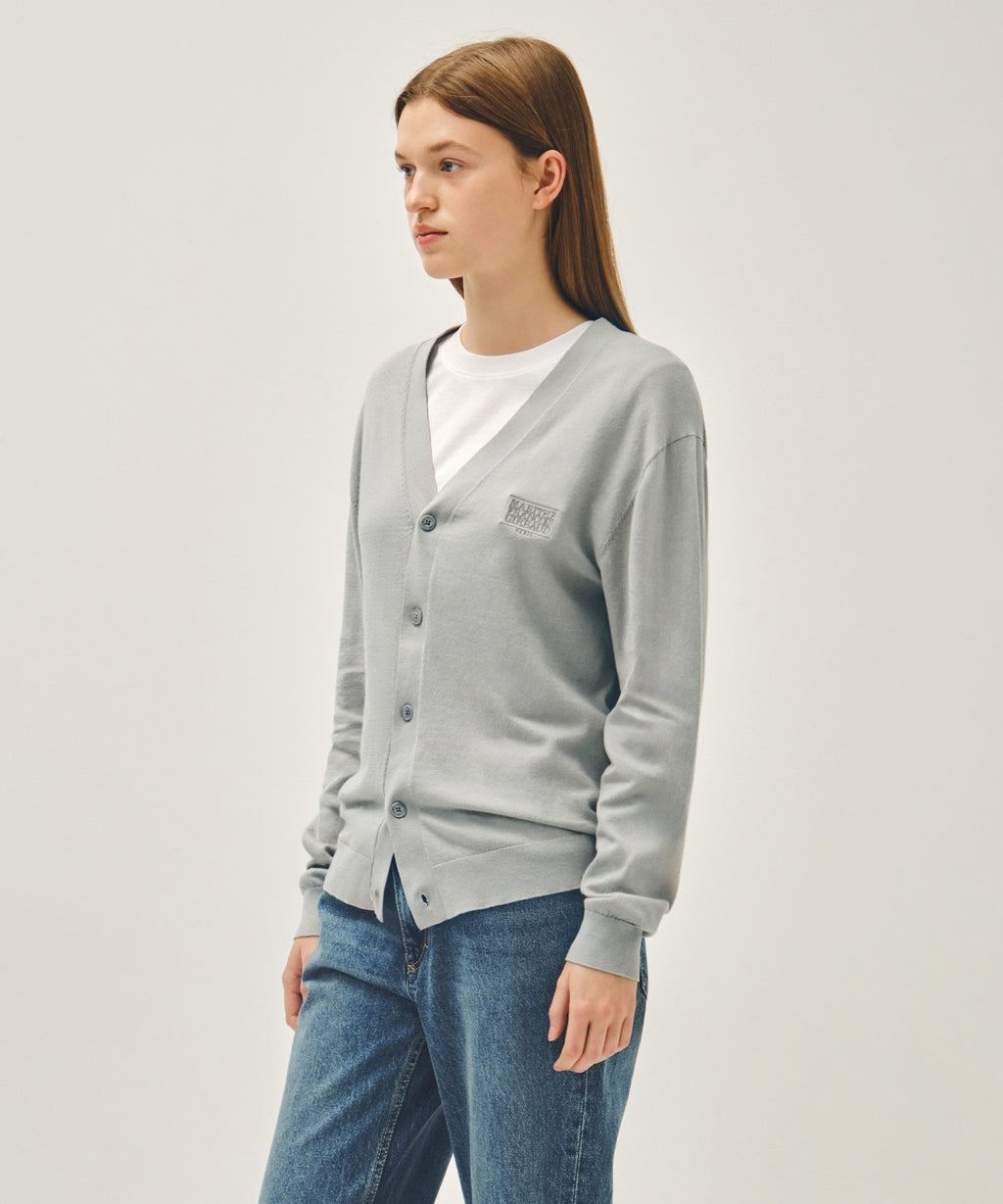 Marithe & Francois Girbaud - Small Classic Logo V-neck Knit Cardigan (Gray) product image 2 | TRAB K-Fashion Australia
