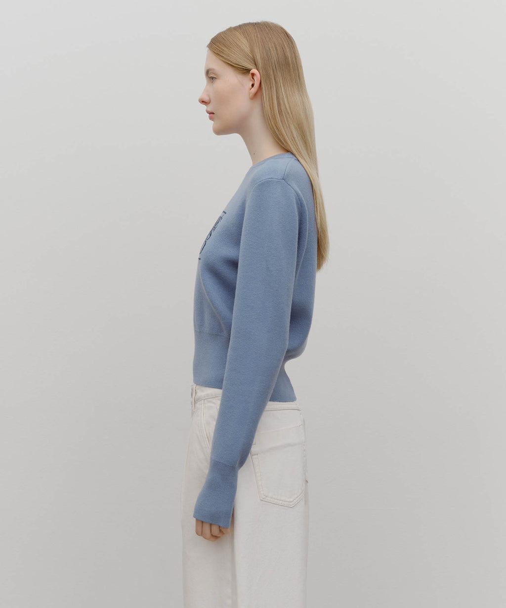Marithe & Francois Girbaud - Classic Logo Crop Knit (Ash Blue) product image 2 | TRAB K-Fashion Australia