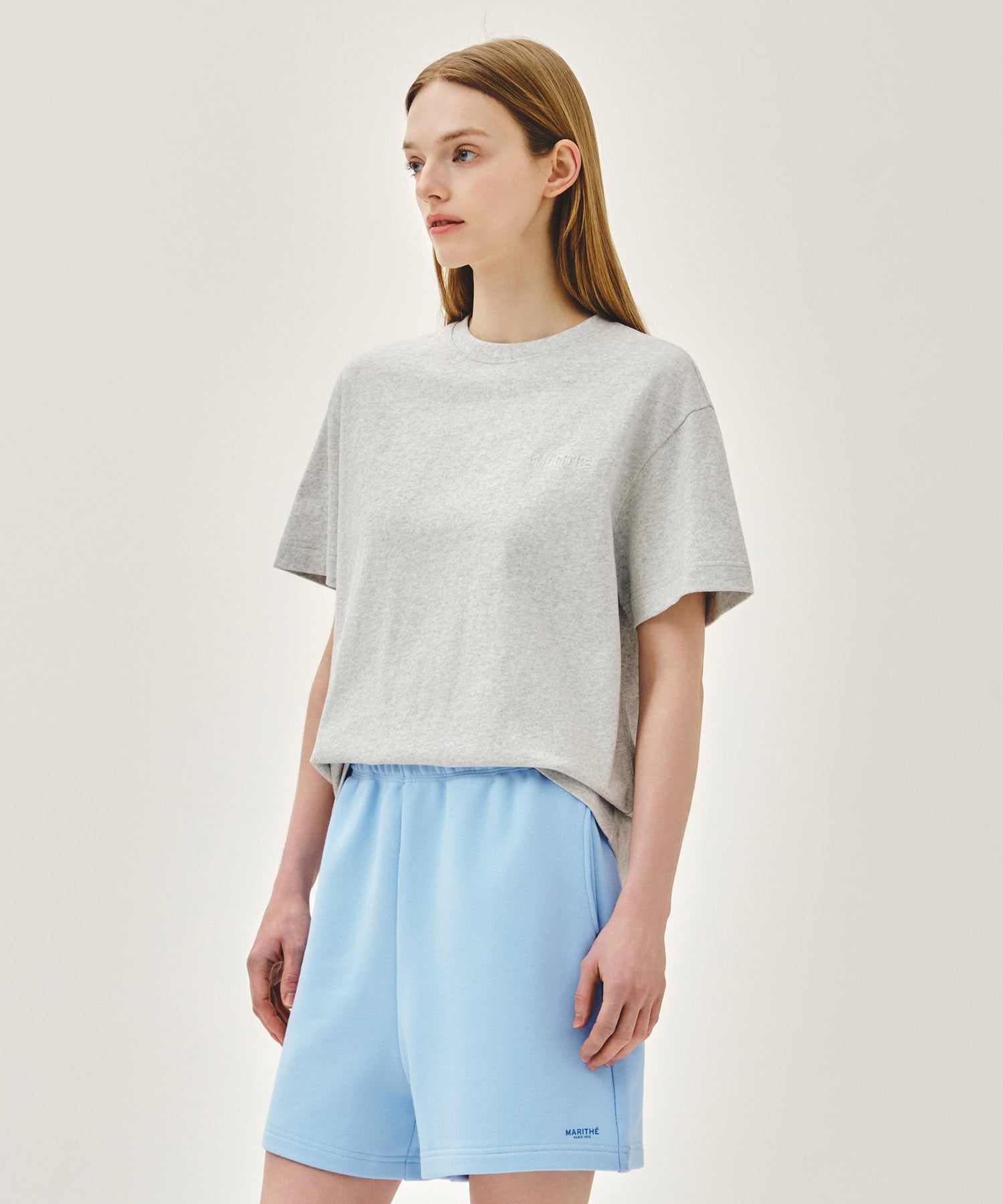 Marithe & Francois Girbaud - Embo Small Regular Logo Tee (Light Heather Gray) product image 2 | TRAB K-Fashion Australia