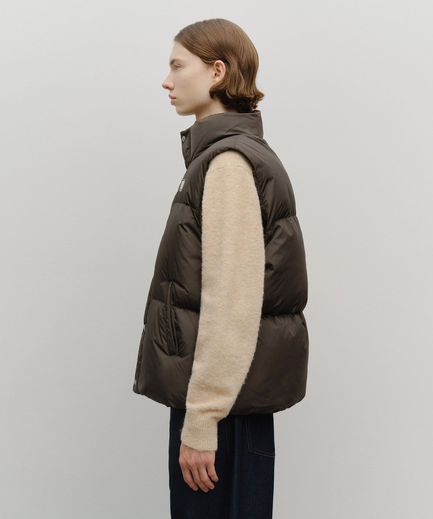 Marithe & Francois Girbaud - Classic Logo Down Vest (Dark Brown) product image 2 | TRAB K-Fashion Australia
