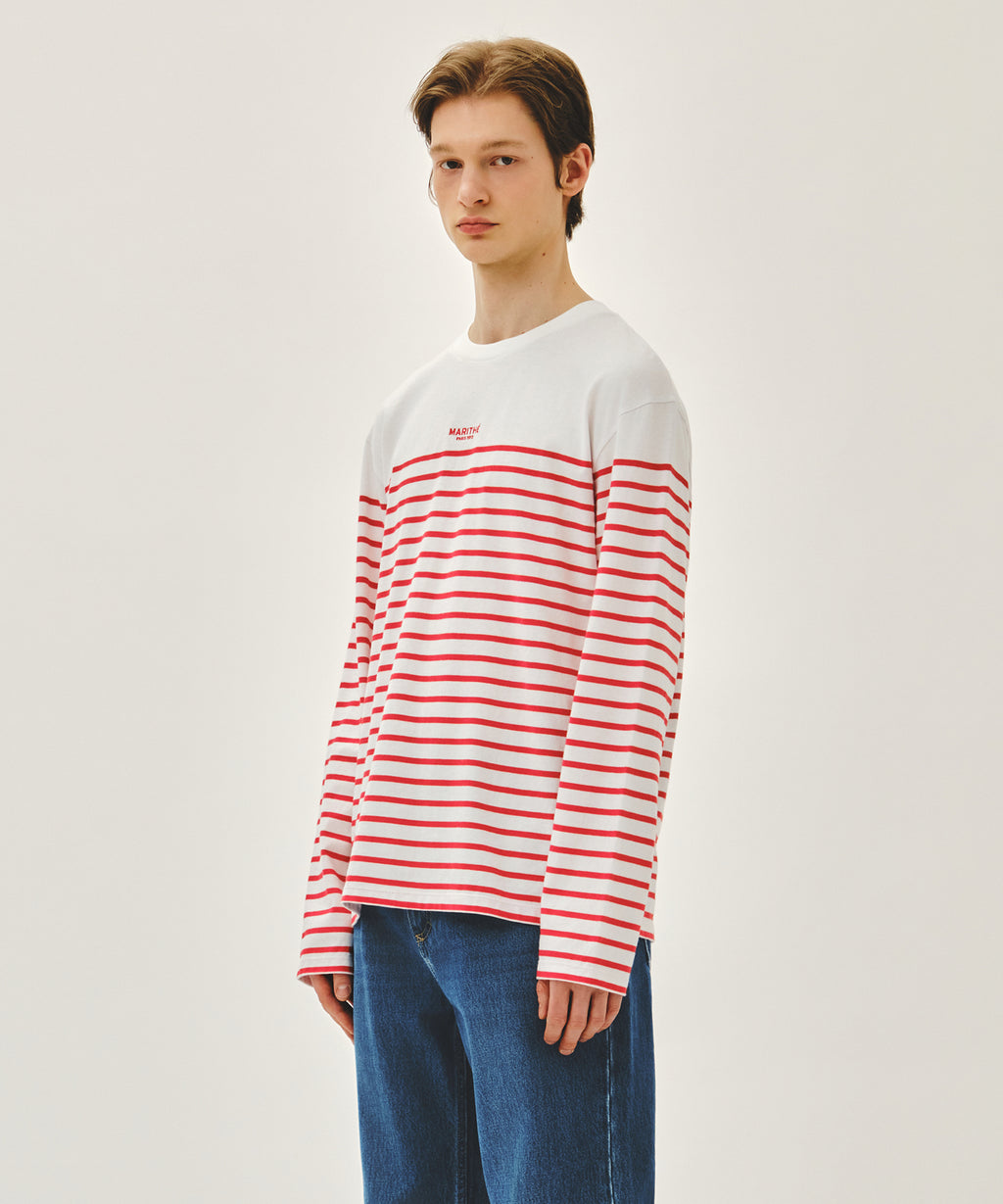 Marithe & Francois Girbaud - Block Stripe Long Sleeve Tee (Red) product image 2 | TRAB K-Fashion Australia