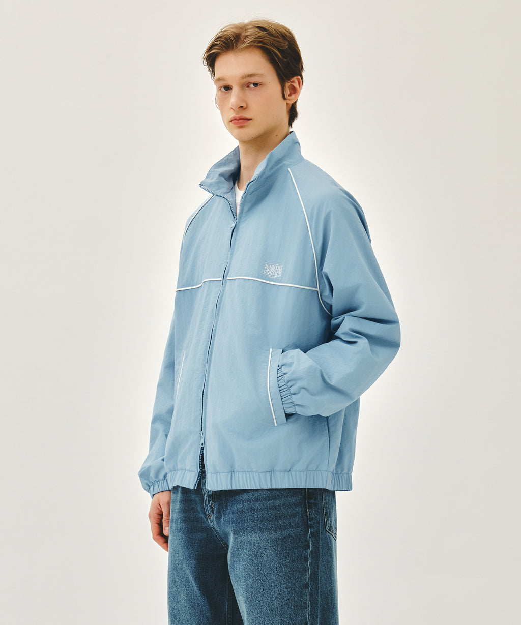 Marithe & Francois Girbaud - Classic Logo High Neck Wind Jacket (Ash Blue) product image 5 | TRAB K-Fashion Australia
