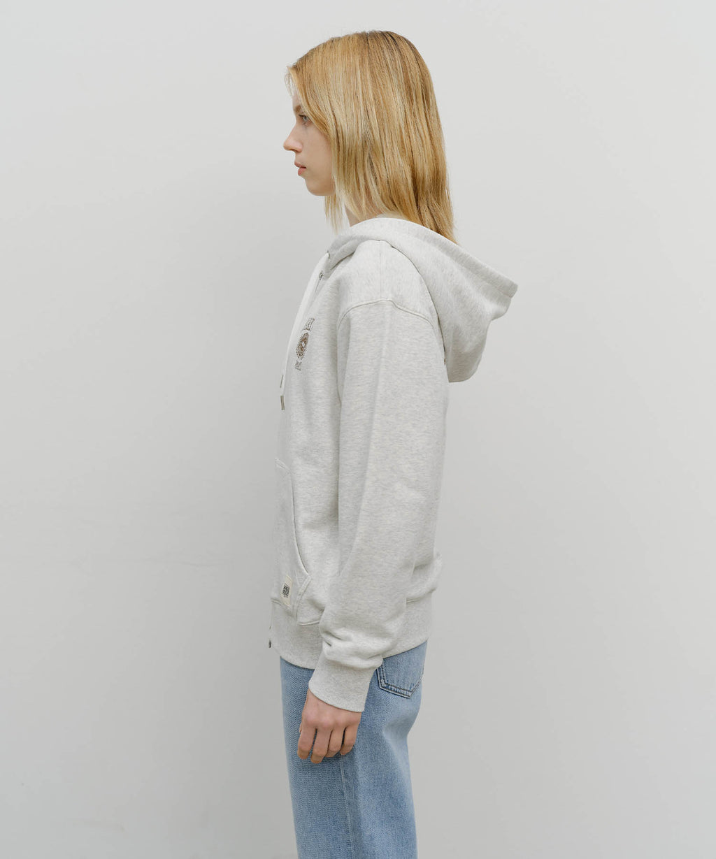 Marithe & Francois Girbaud - Big College Logo Graphic Hoodie Zipup (Light Heather Gray) product image 2 | TRAB K-Fashion Australia