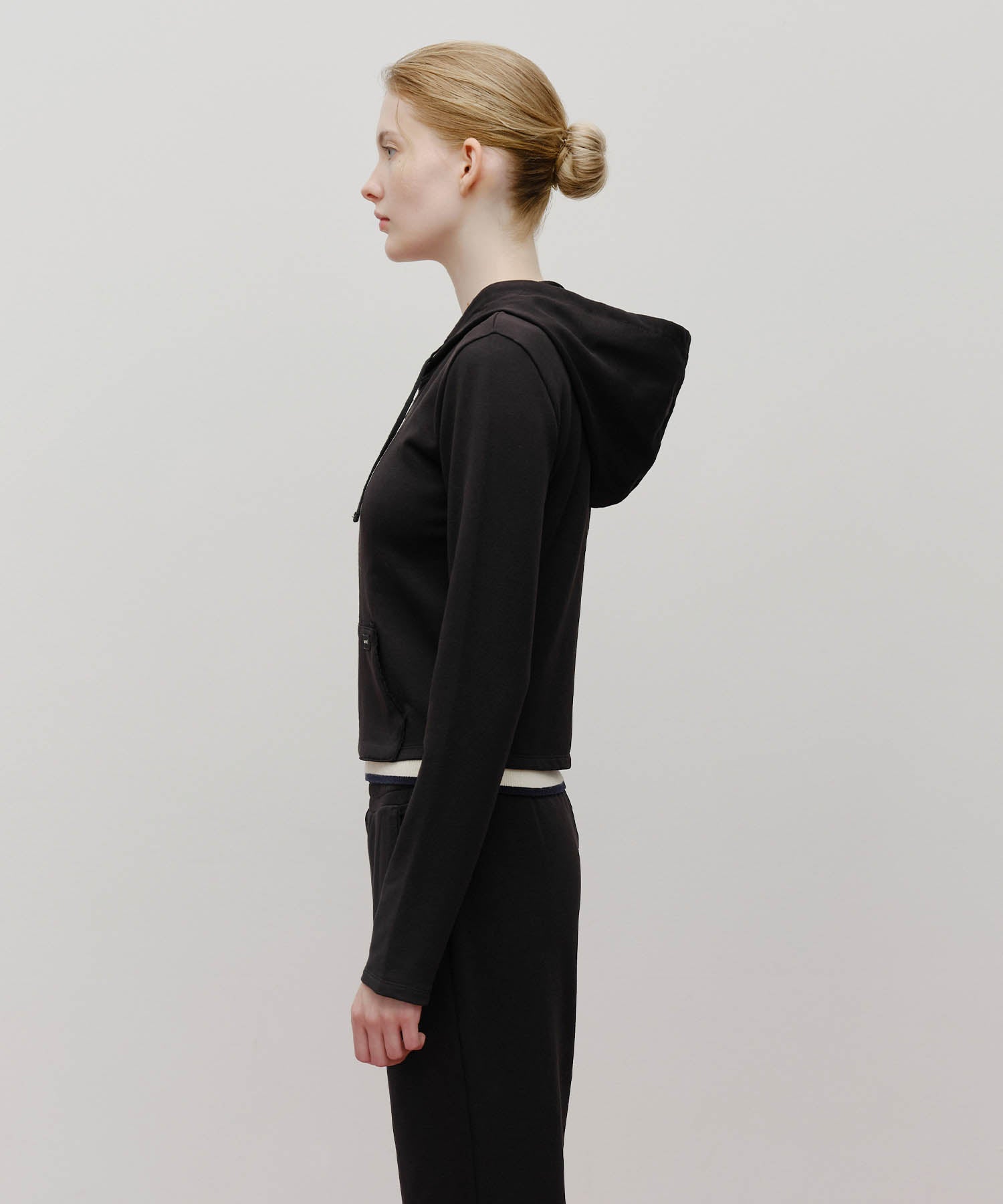 Marithe & Francois Girbaud - Slim Fit Crop Hoodie Zipup (Black) product image 2 | TRAB K-Fashion Australia