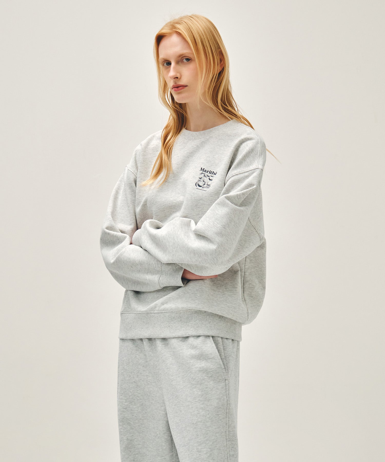 Marithe & Francois Girbaud - Lemon Graphic Oversized Sweatshirt (Light Heather Gray) product image 2 | TRAB K-Fashion Australia