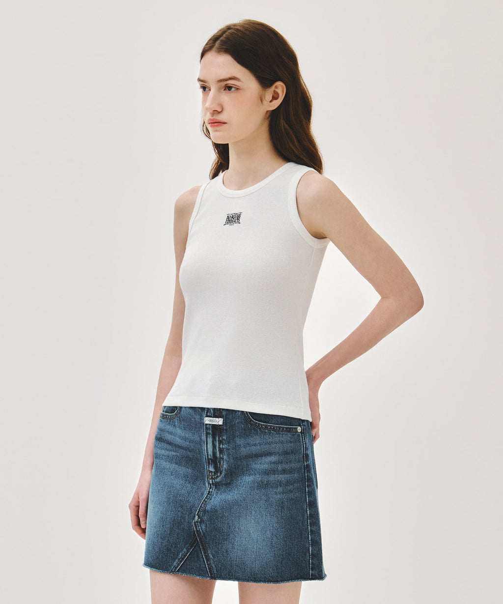 Marithe & Francois Girbaud - [Pre-order – Ships 2 Jul] Ribbon Classic Logo Sleeveless (White) product image 2 | TRAB K-Fashion Australia