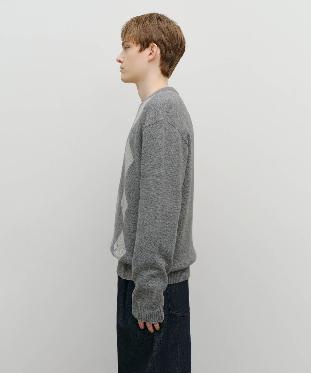 Marithe & Francois Girbaud - Argyle Jqd Knit Pullover (Heather Gray) product image 2 | TRAB K-Fashion Australia