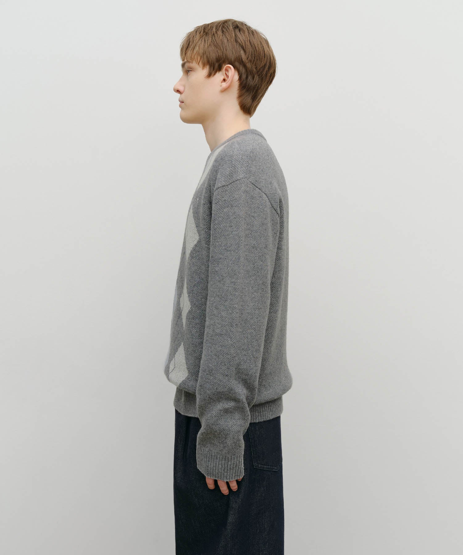 Marithe & Francois Girbaud - Argyle Jqd Knit Pullover (Heather Gray) product image 2 | TRAB K-Fashion Australia