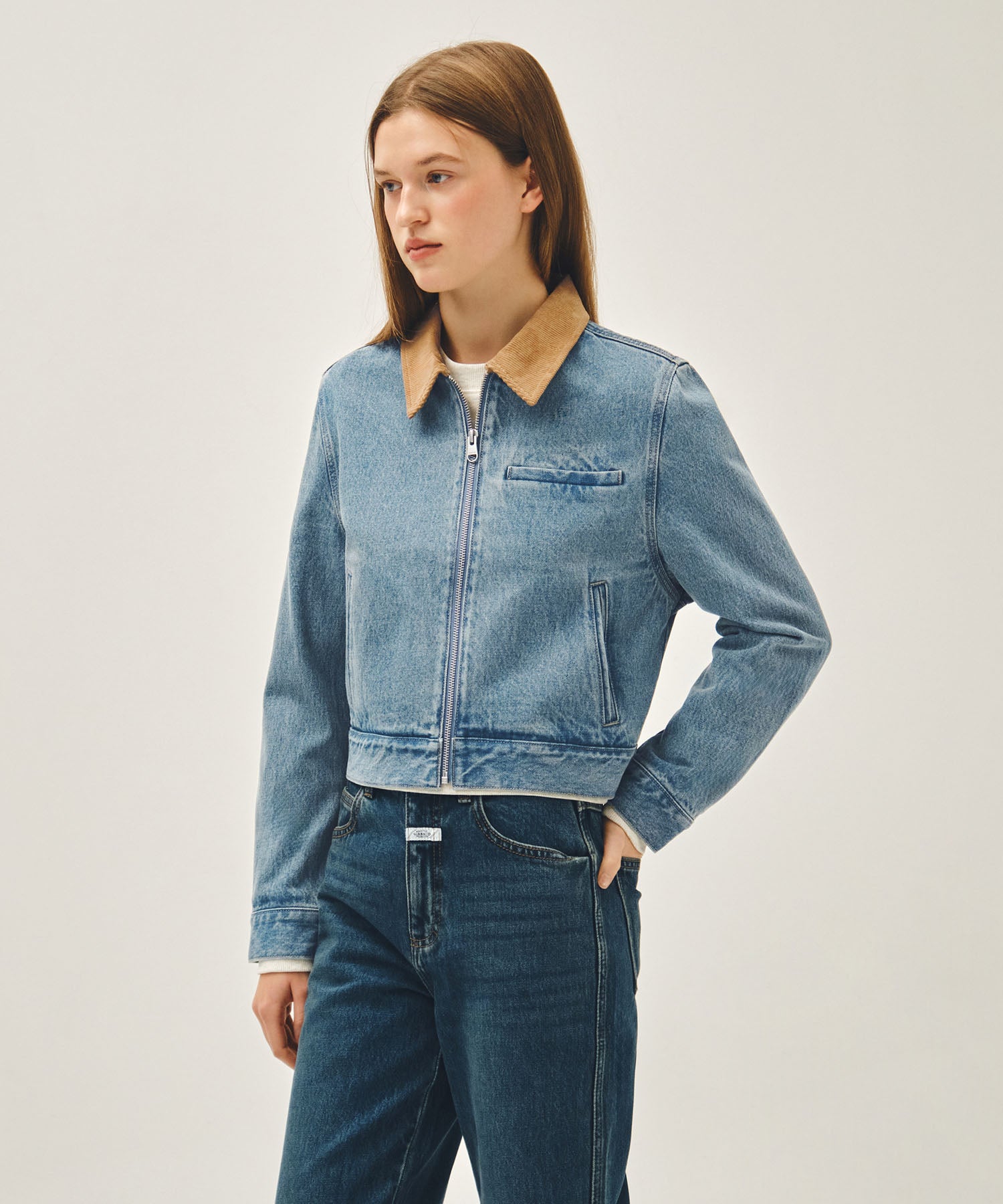 Marithe & Francois Girbaud - Crop Denim Blouson Jacket (Light Blue) product image 4 | TRAB K-Fashion Australia