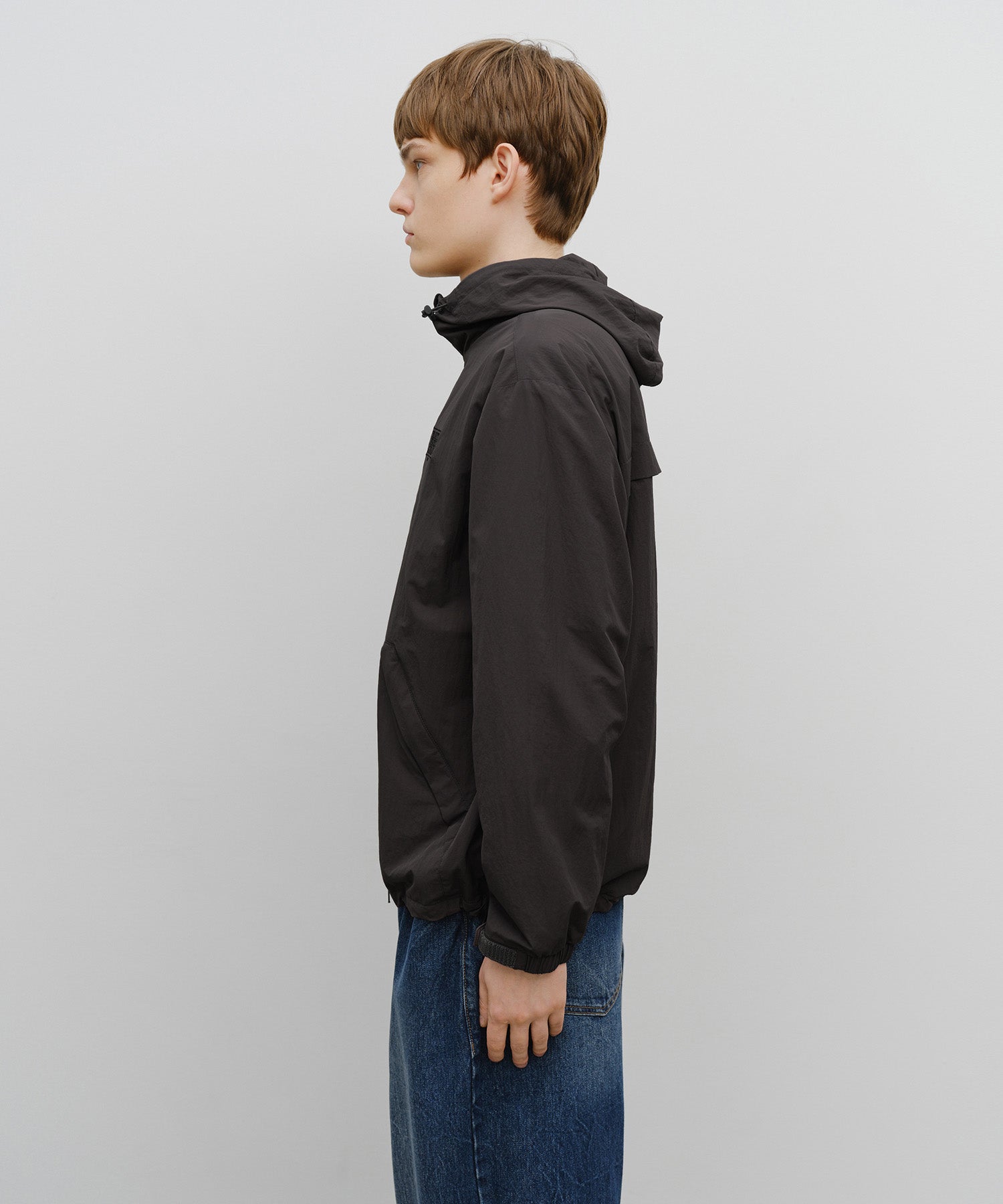 Marithe & Francois Girbaud - Classic Logo Over Fit Hooded Windbreaker (Charcoal) product image 2 | TRAB K-Fashion Australia