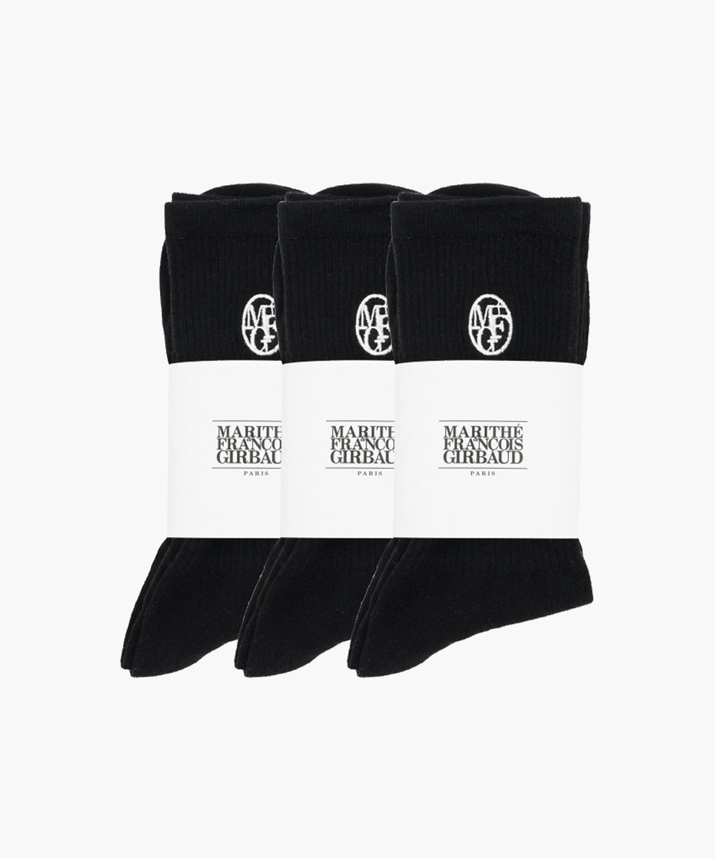 Marithe & Francois Girbaud - 3pack Embroidery Socks (Black) product image 2 | TRAB K-Fashion Australia