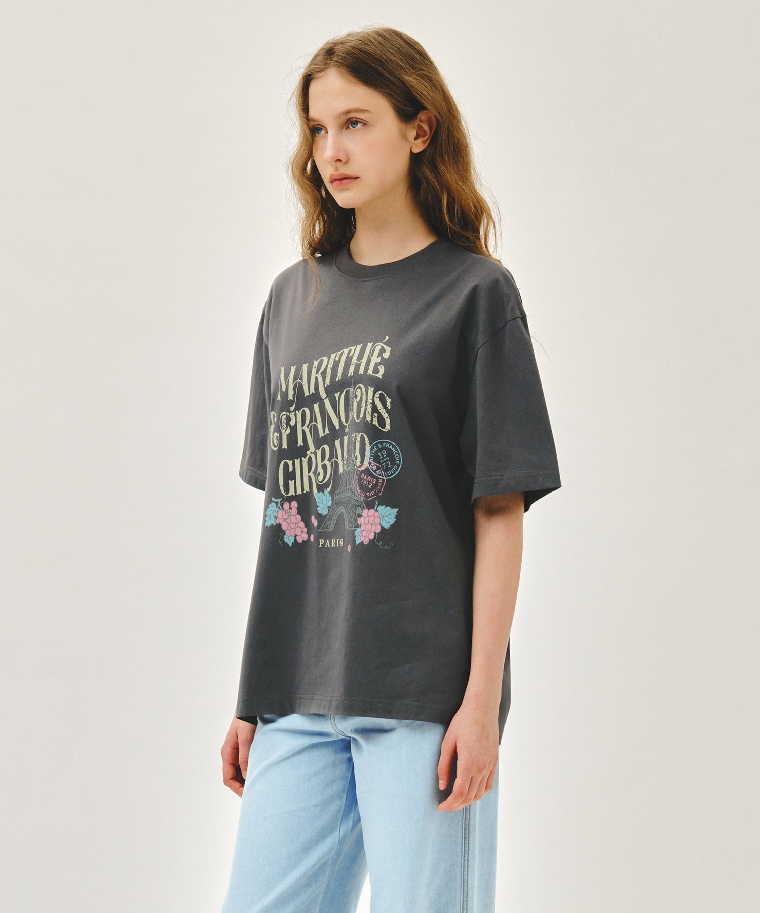 Marithe & Francois Girbaud - Vintage Eiffel Tower Logo Oversized Tee (Charcoal) product image 2 | TRAB K-Fashion Australia