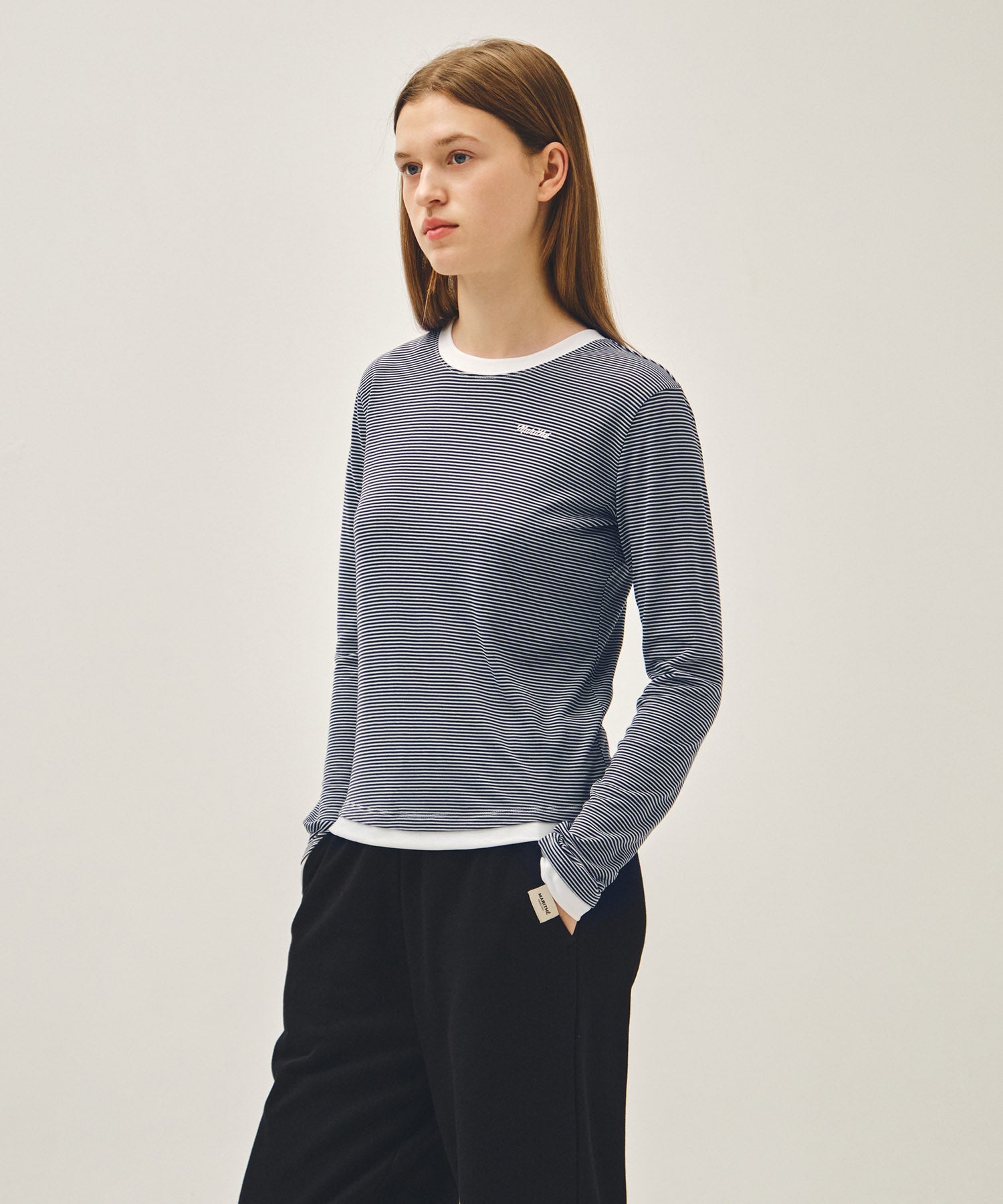 Marithe & Francois Girbaud - Ringer Stripe Long Sleeve Tee (Navy) product image 2 | TRAB K-Fashion Australia
