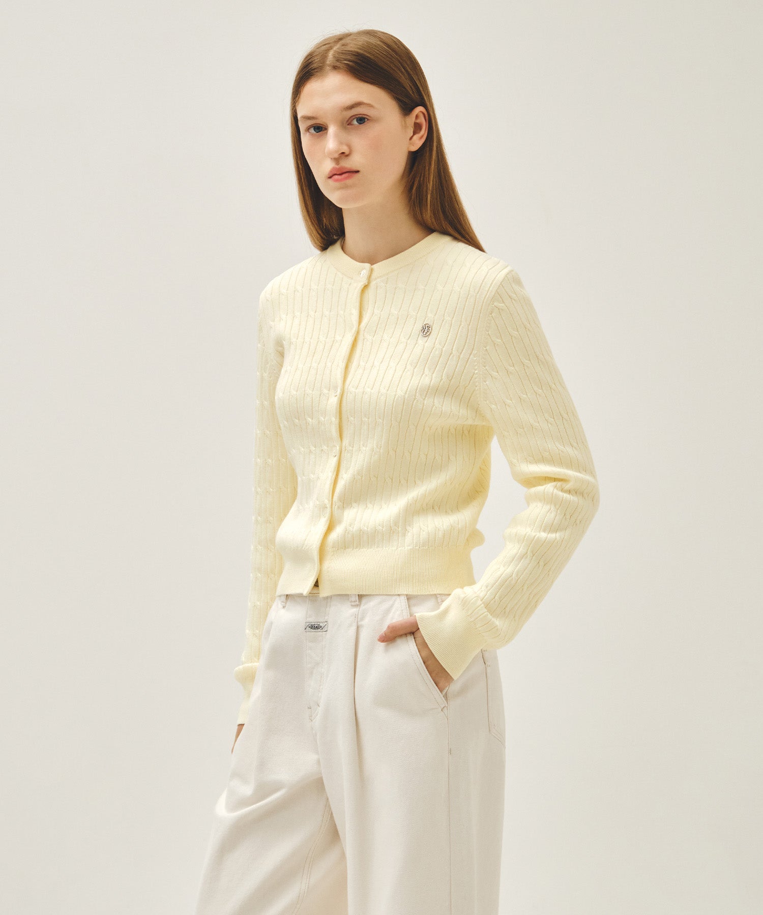 Marithe & Francois Girbaud - Cable Knit Cardigan (Ivory) product image 2 | TRAB K-Fashion Australia
