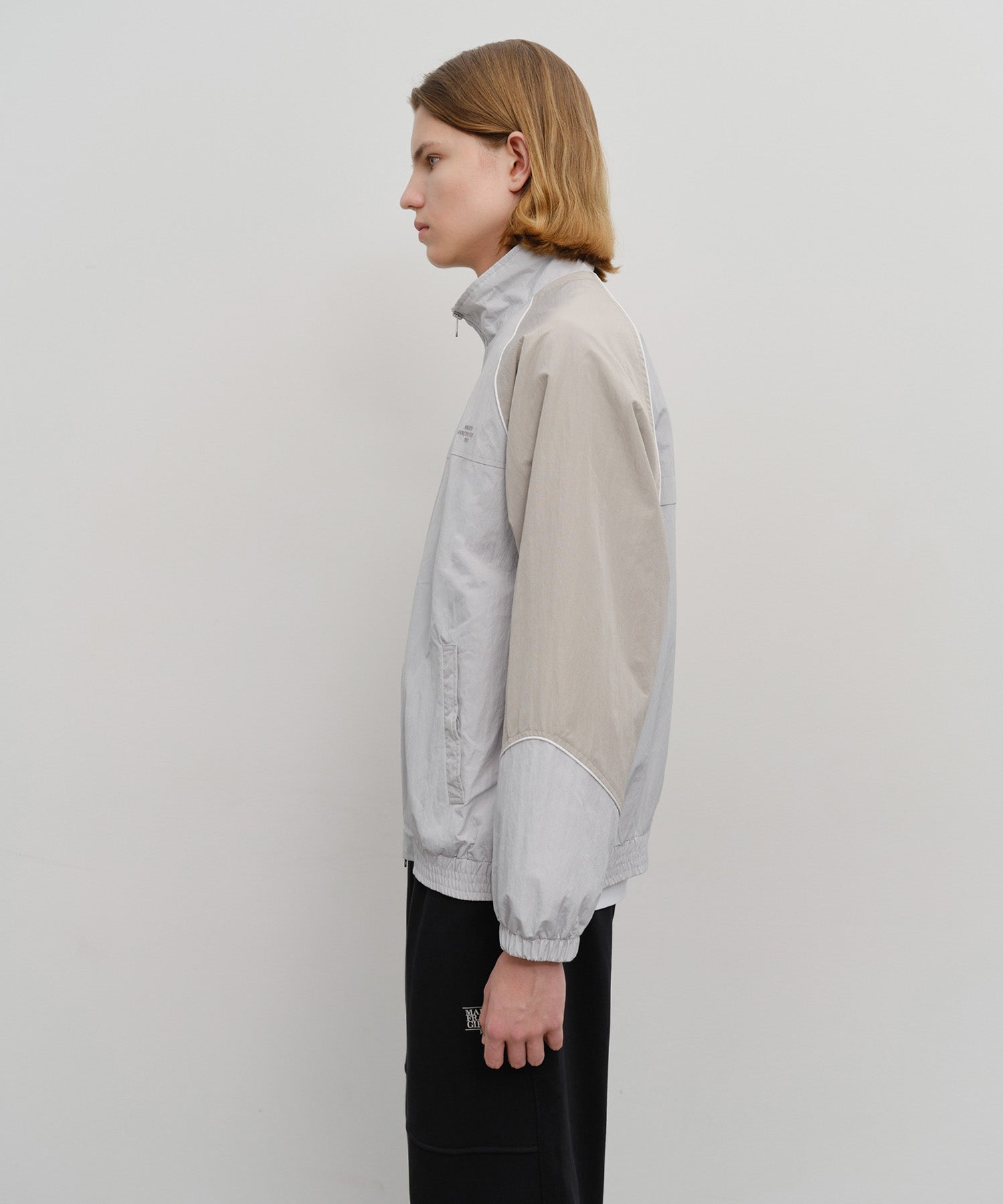 Marithe & Francois Girbaud - Color-block Highneck Windbreaker (Light Gray) product image 2 | TRAB K-Fashion Australia