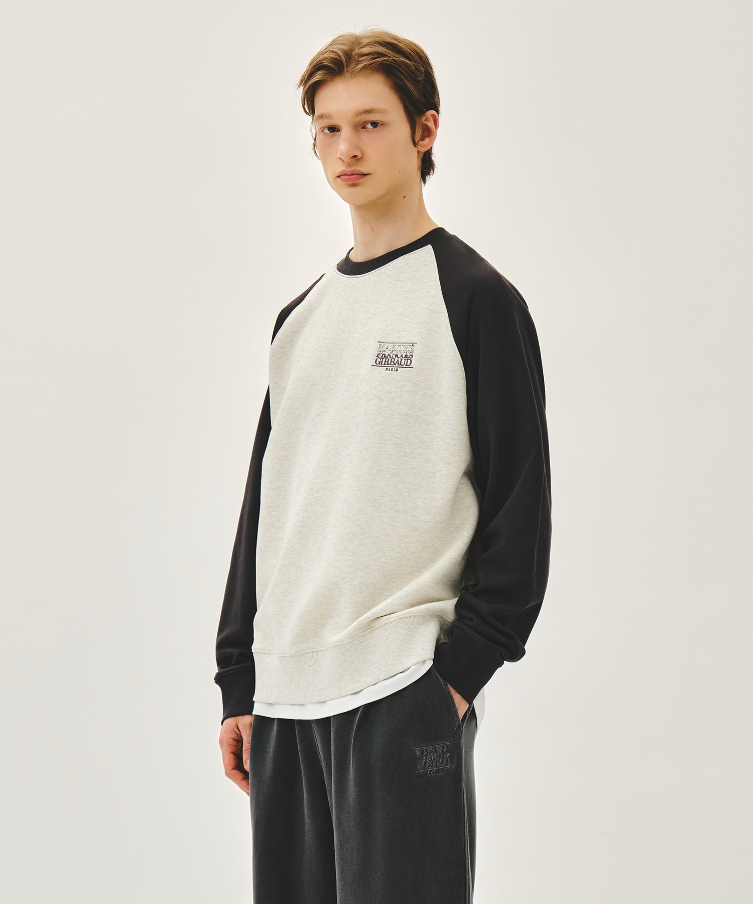 Marithe & Francois Girbaud - Small Classic Logo Color Block Sweatshirt (Charcoal) product image 2 | TRAB K-Fashion Australia