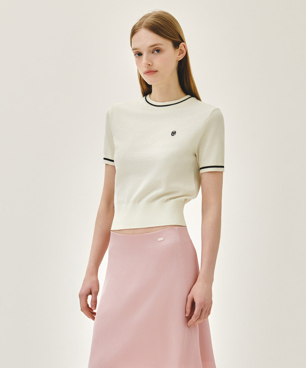 Marithe & Francois Girbaud - Circle Logo Half Knit Pullover (Ivory) product image 2 | TRAB K-Fashion Australia