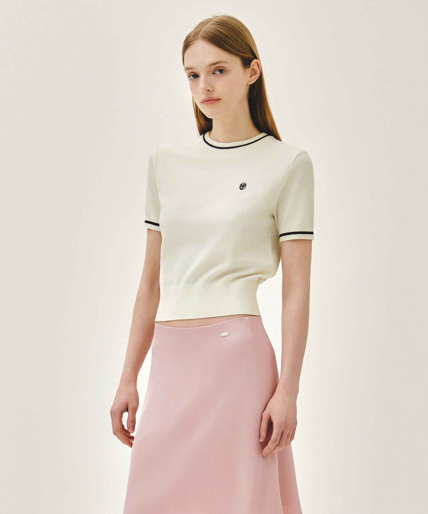 Marithe & Francois Girbaud - Circle Logo Half Knit Pullover (Ivory) product image 2 | TRAB K-Fashion Australia