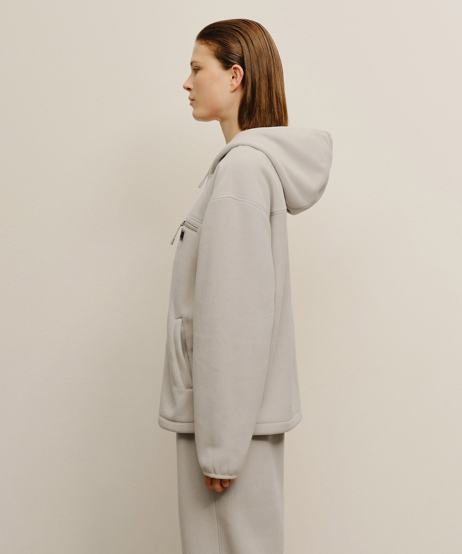 Marithe & Francois Girbaud - Marithe Sport Fleece Hood Zip-up Jacket (Light Gray) product image 2 | TRAB K-Fashion Australia