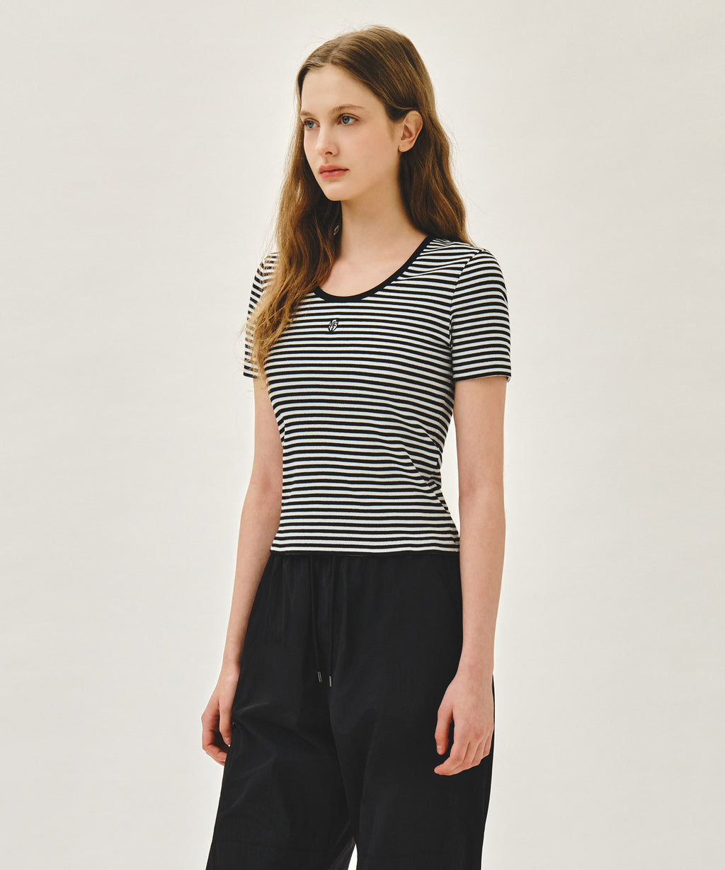 Marithe & Francois Girbaud - Deep Neck Ringer Tee (Black) product image 2 | TRAB K-Fashion Australia