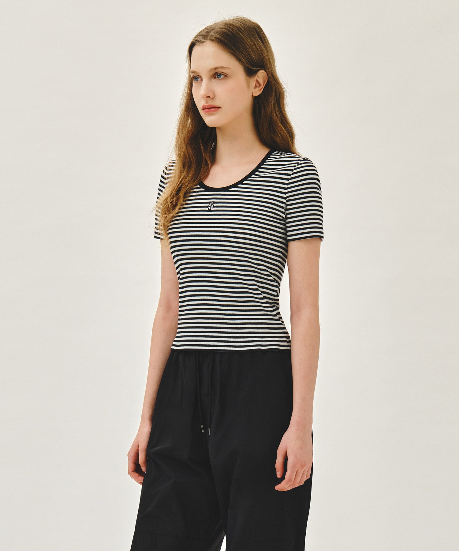 Marithe & Francois Girbaud - Deep Neck Ringer Tee (Black) product image 2 | TRAB K-Fashion Australia