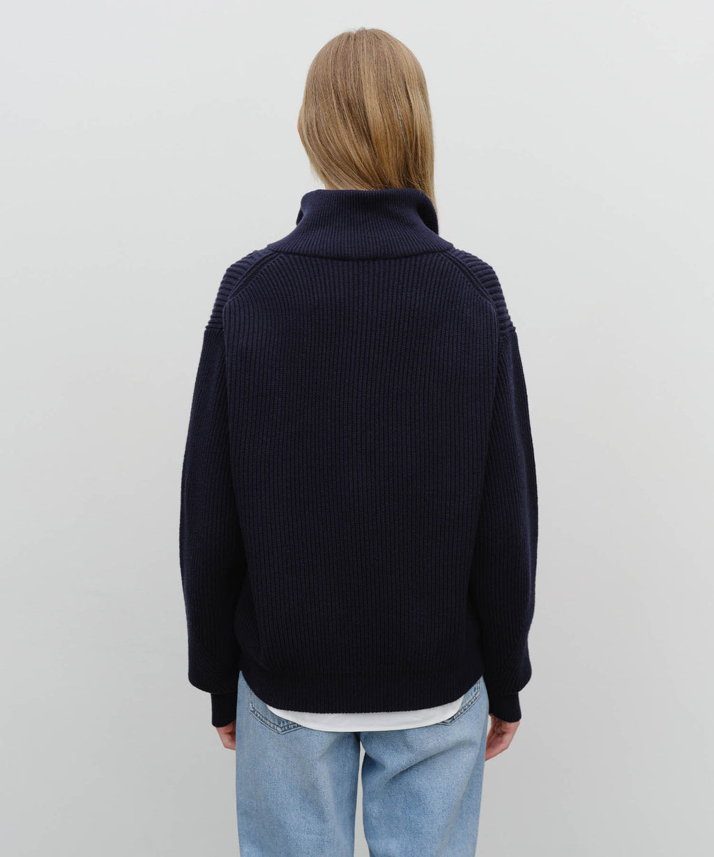Marithe & Francois Girbaud - Half Neck Zipup Knit (Navy) product image 2 | TRAB K-Fashion Australia