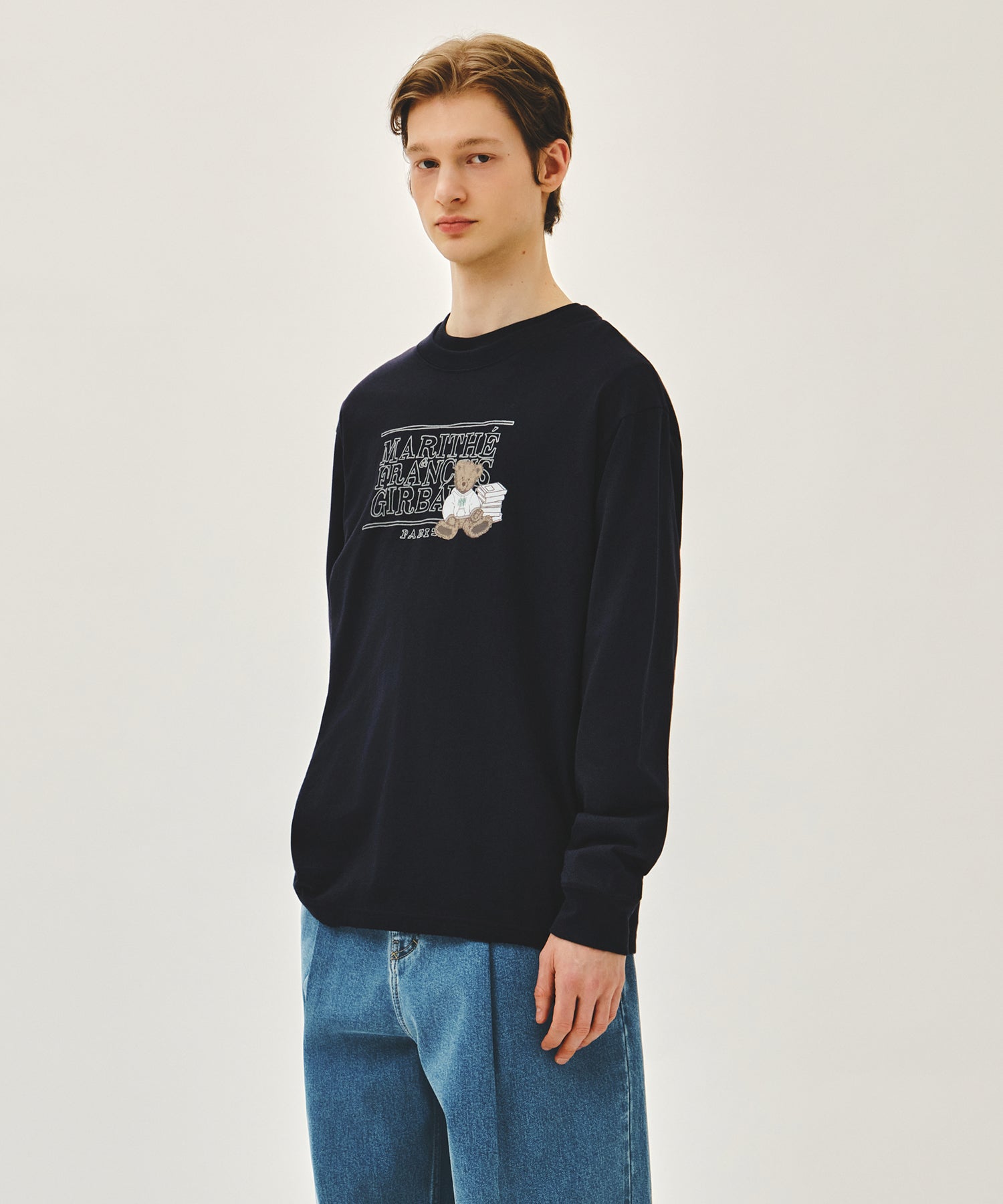Marithe & Francois Girbaud - Doodle Classic Logo Long Sleeve Tee (Navy) product image 2 | TRAB K-Fashion Australia