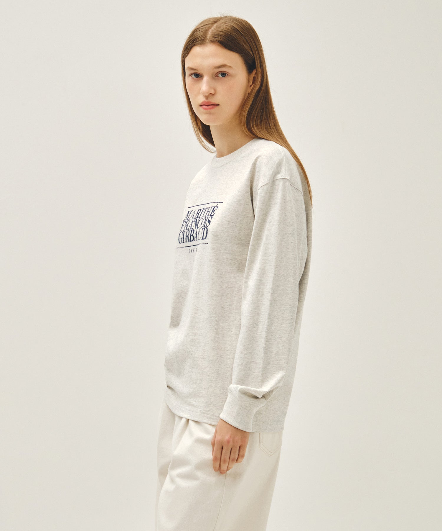 Marithe & Francois Girbaud - Crack Classic Logo Long Sleeve Tee (Oatmeal) product image 2 | TRAB K-Fashion Australia