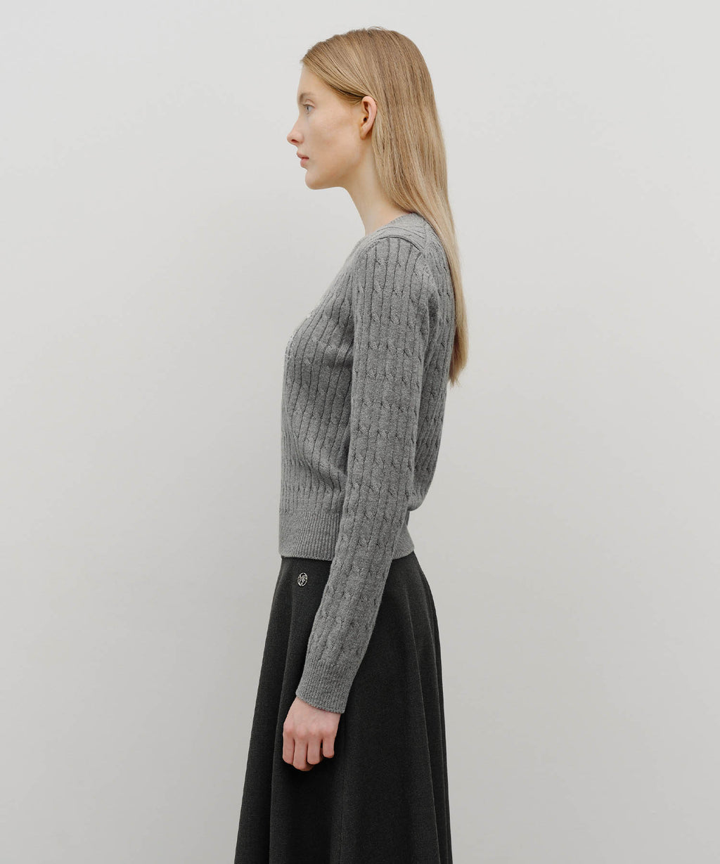 Marithe & Francois Girbaud - Vineyard Cable Knit Pullover (Melange Gray) product image 2 | TRAB K-Fashion Australia