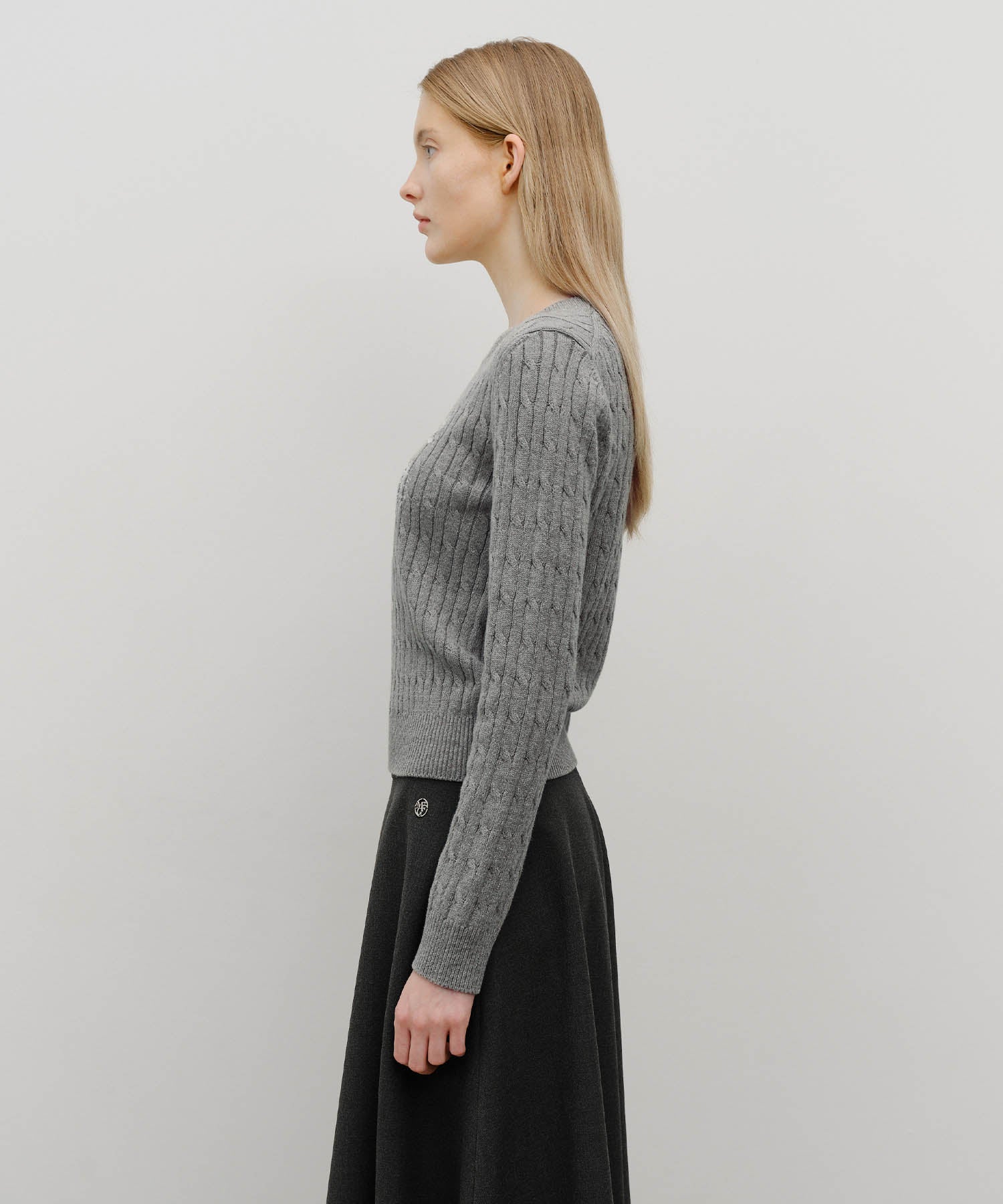 Marithe & Francois Girbaud - Vineyard Cable Knit Pullover (Melange Gray) product image 2 | TRAB K-Fashion Australia