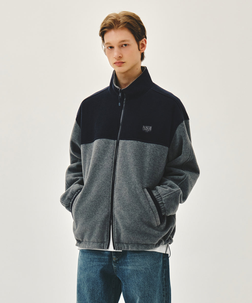 Marithe & Francois Girbaud - Classic Logo Reversible Fleece Jacket (Gray) product image 2 | TRAB K-Fashion Australia