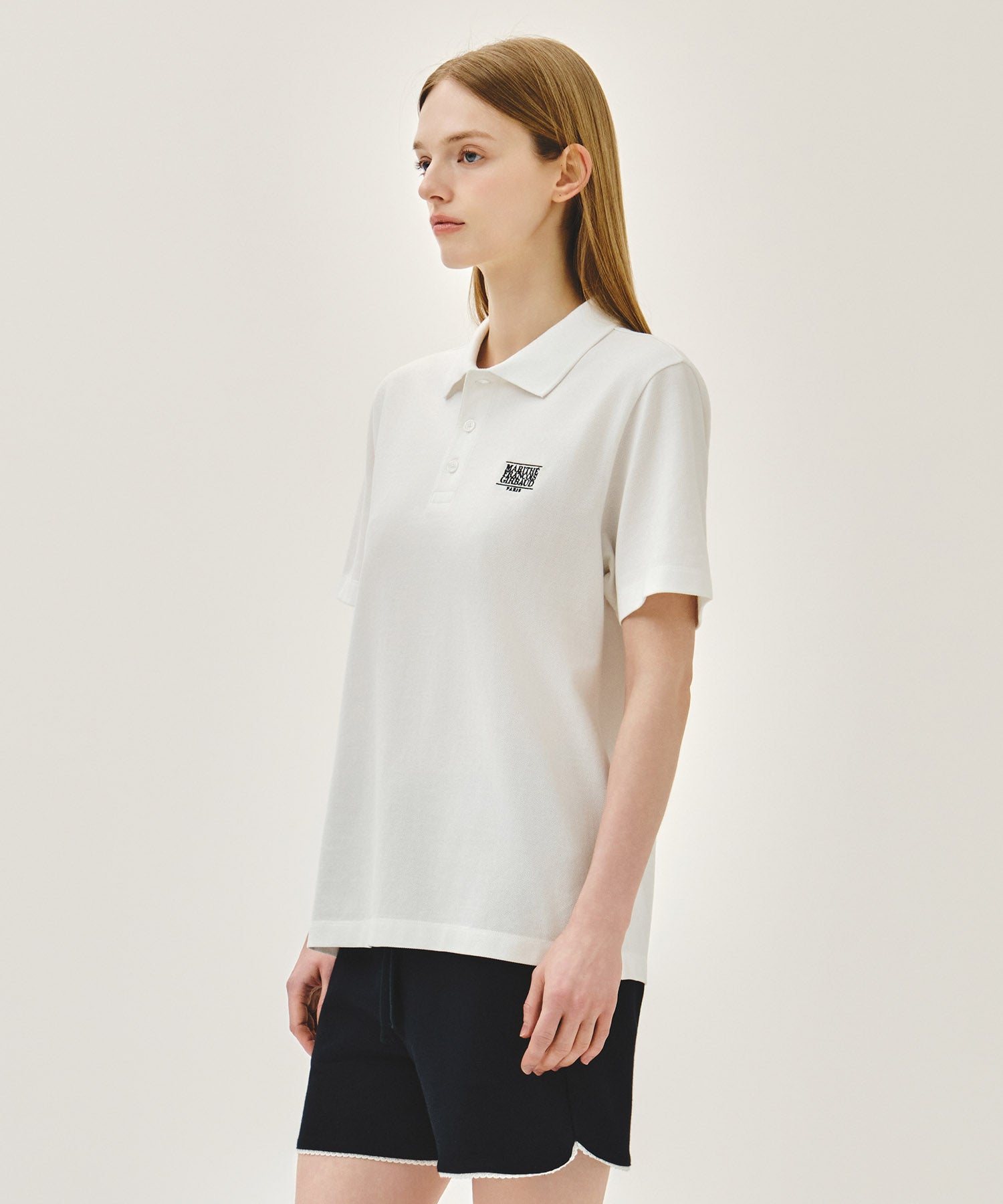 Marithe & Francois Girbaud - Small Classic Logo Pk Collar Tee (White) product image 2 | TRAB K-Fashion Australia