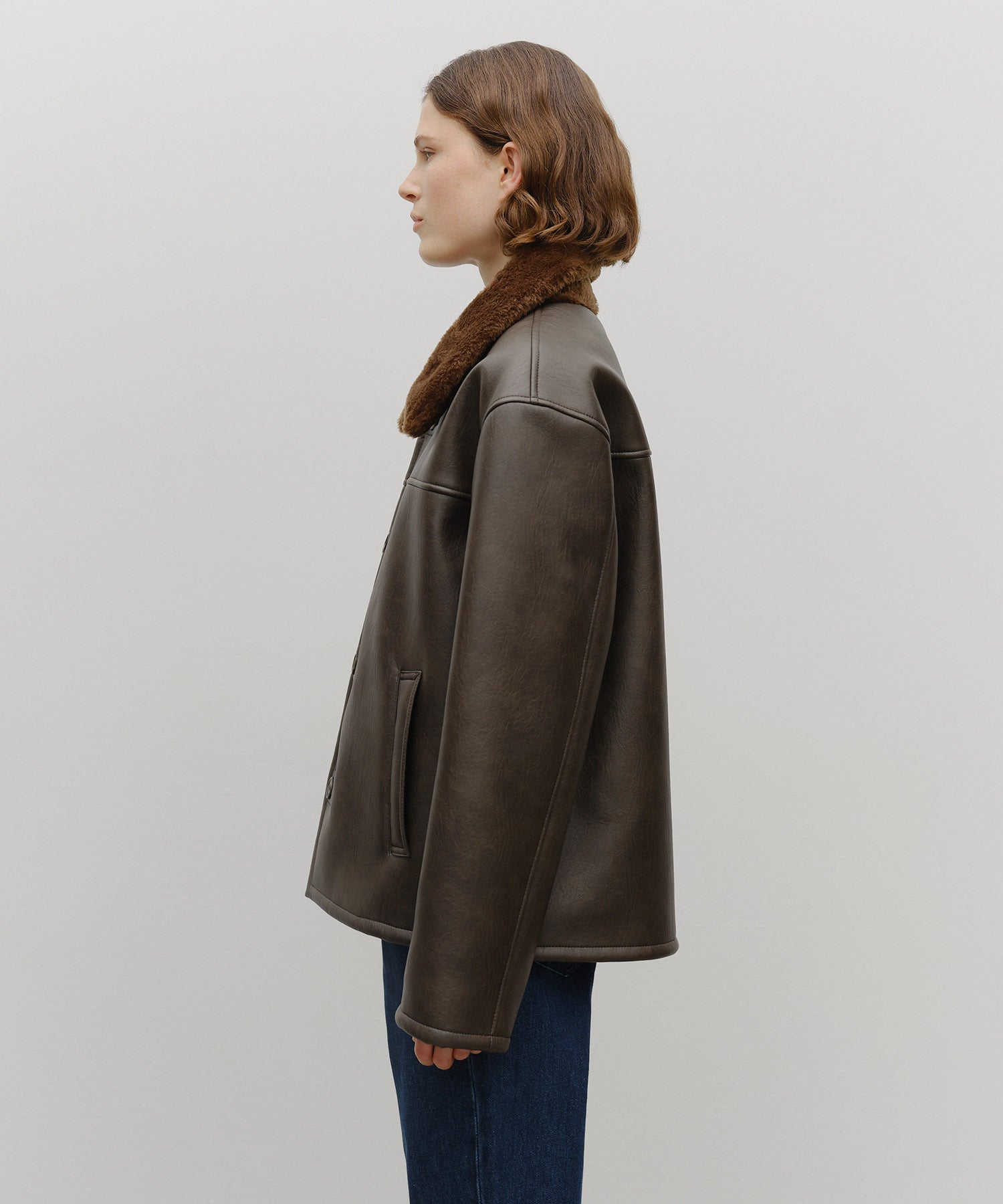 Marithe & Francois Girbaud - Faux Leather Over Fit Mustang Jacket (Brown) product image 5 | TRAB K-Fashion Australia