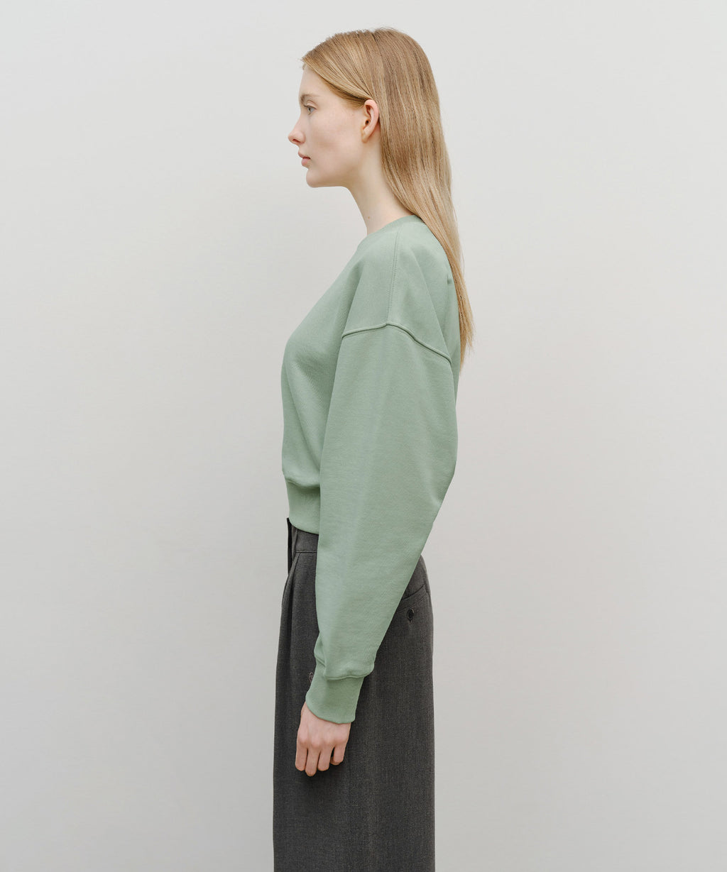 Marithe & Francois Girbaud - Small Classic Logo Crop Sweatshirt (Mint Gray) product image 2 | TRAB K-Fashion Australia