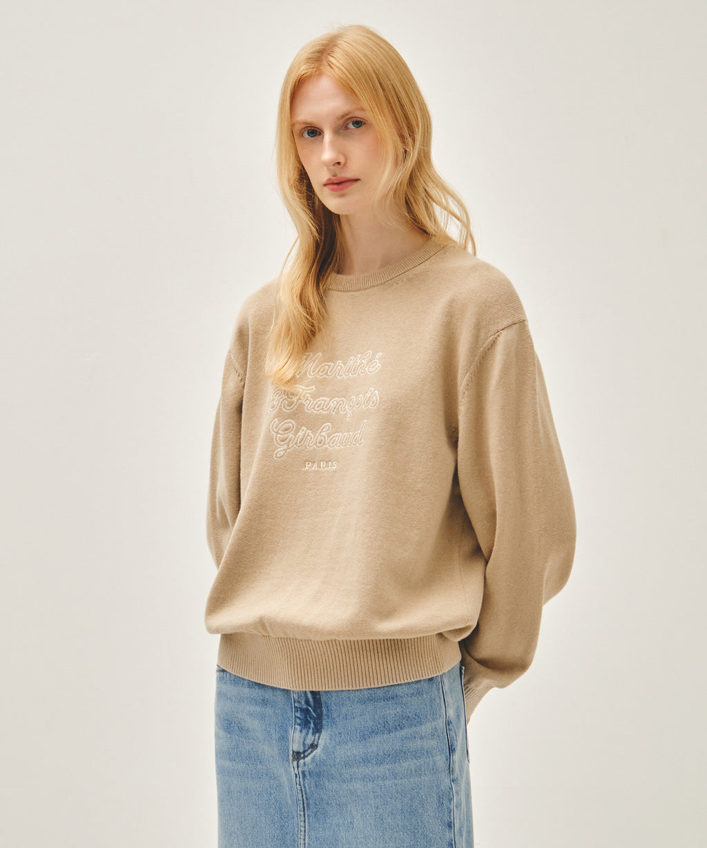 Marithe & Francois Girbaud - Drawing Classic Logo Knit Pullover (Beige) product image 2 | TRAB K-Fashion Australia