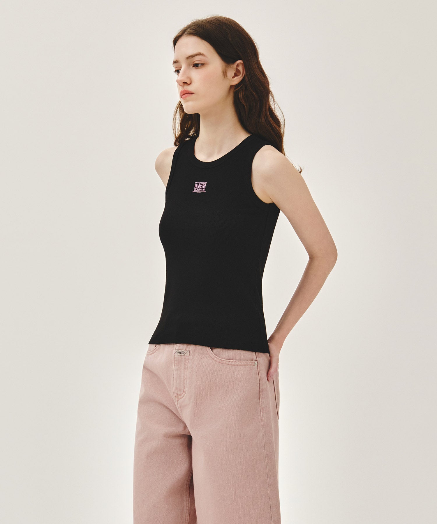 Marithe & Francois Girbaud - [Pre-order – Ships 21 Jul] Ribbon Classic Logo Sleeveless (Black) product image 2 | TRAB K-Fashion Australia