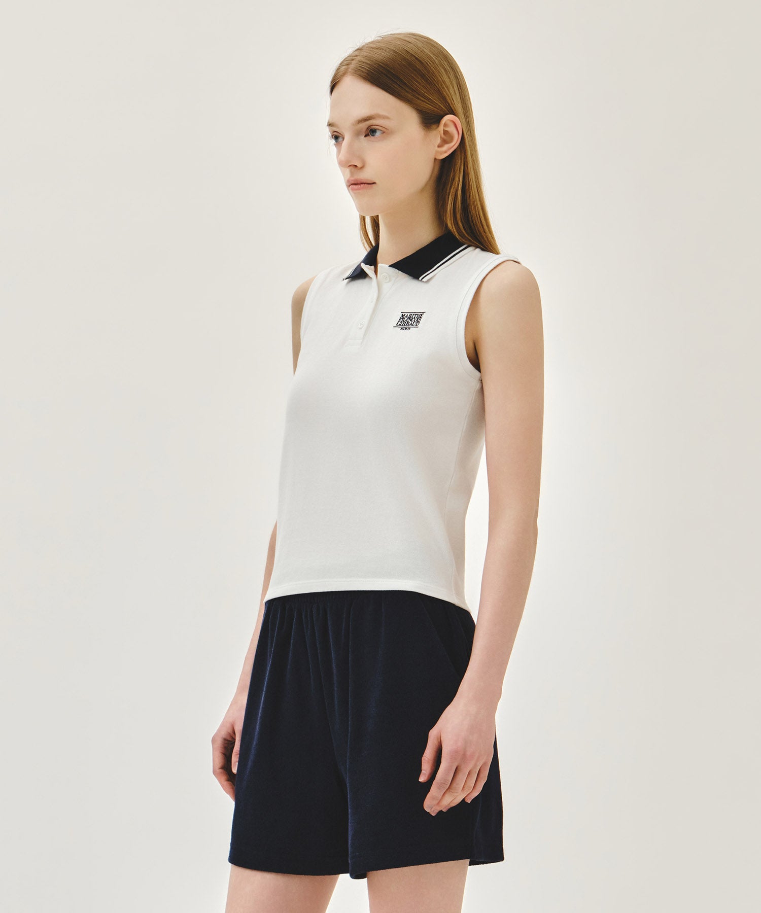 Marithe & Francois Girbaud - Small Classic Logo Pk Collar Sleeveless (White) product image 2 | TRAB K-Fashion Australia