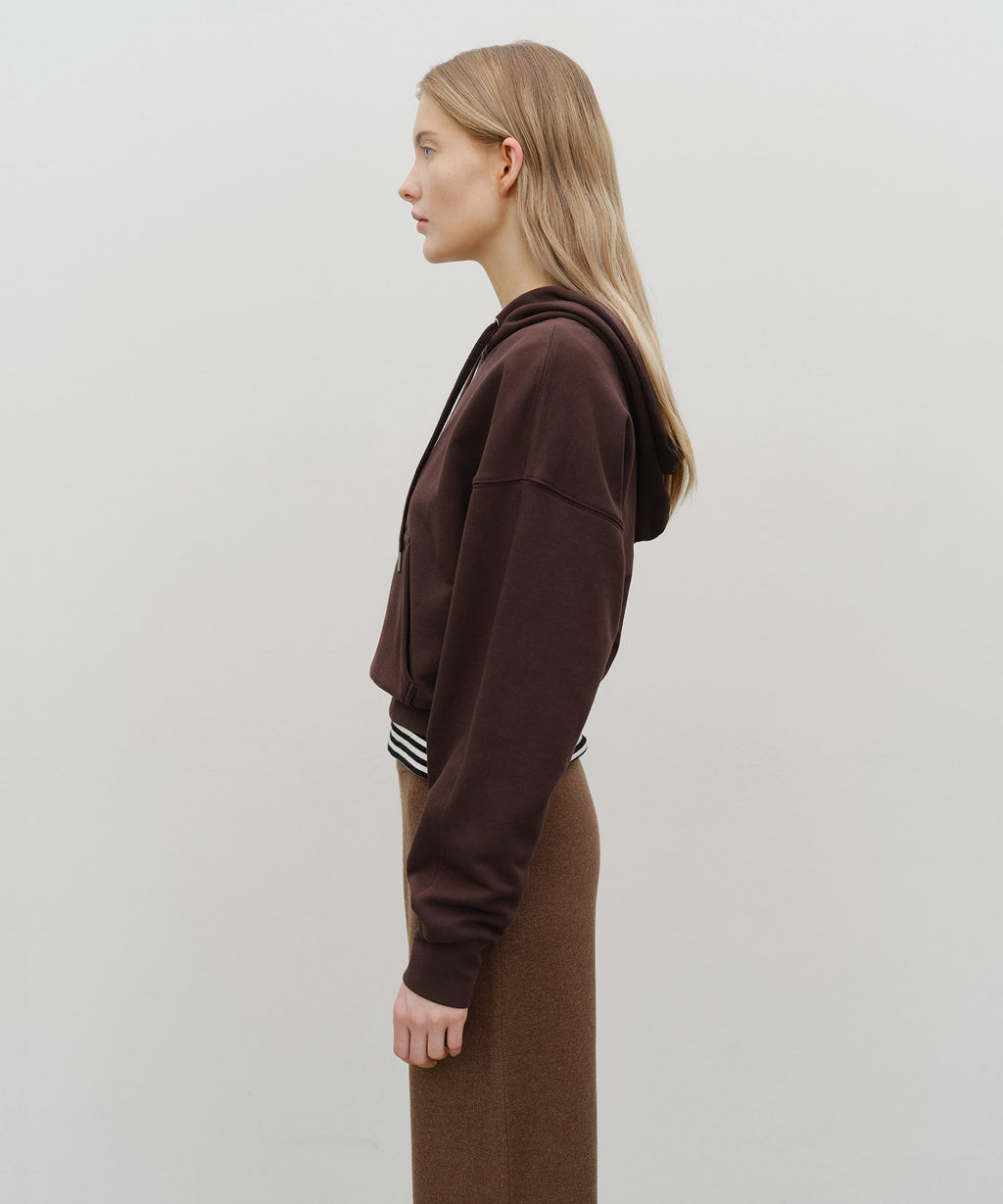 Marithe & Francois Girbaud - Small Classic Logo Crop Hoodie (Brown) product image 2 | TRAB K-Fashion Australia