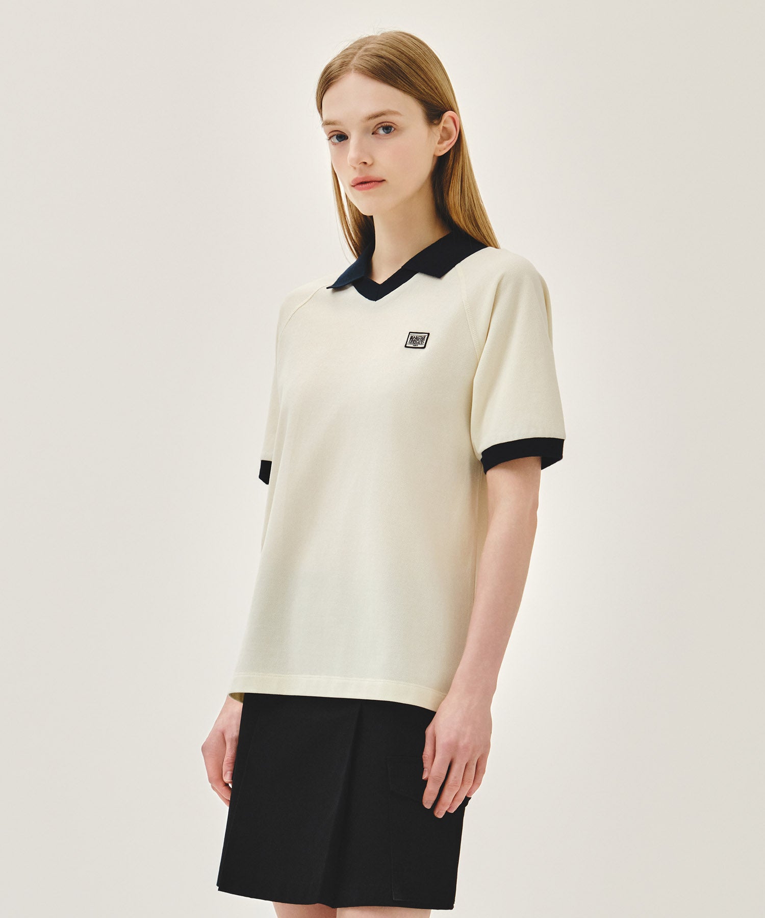 Marithe & Francois Girbaud - Small Classic Logo Pk Collar Point Tee (Ivory) product image 5 | TRAB K-Fashion Australia
