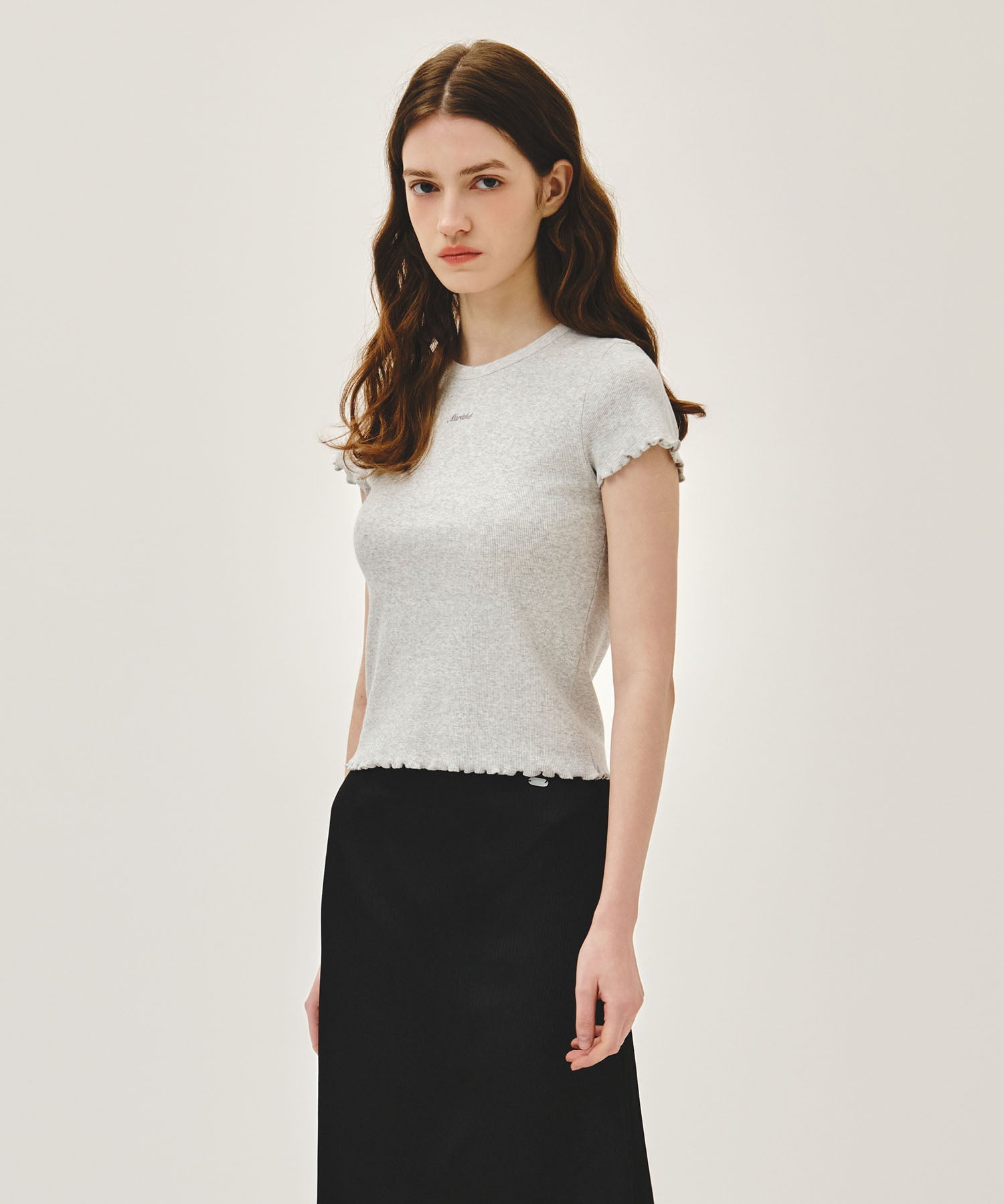 Marithe & Francois Girbaud - Rib Point Tee (Light Heather Gray) product image 2 | TRAB K-Fashion Australia