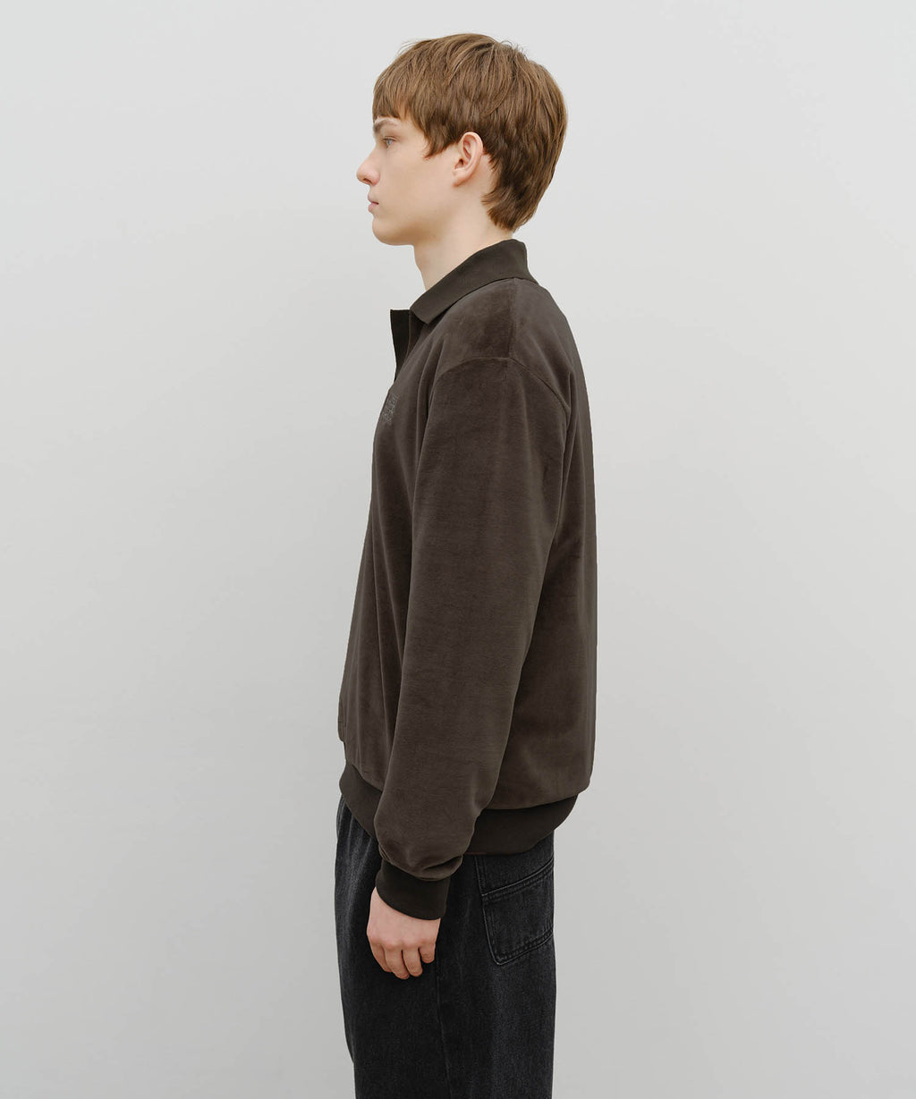 Marithe & Francois Girbaud - Classic Logo Collared Velour Sweatshirt (Brown) product image 2 | TRAB K-Fashion Australia