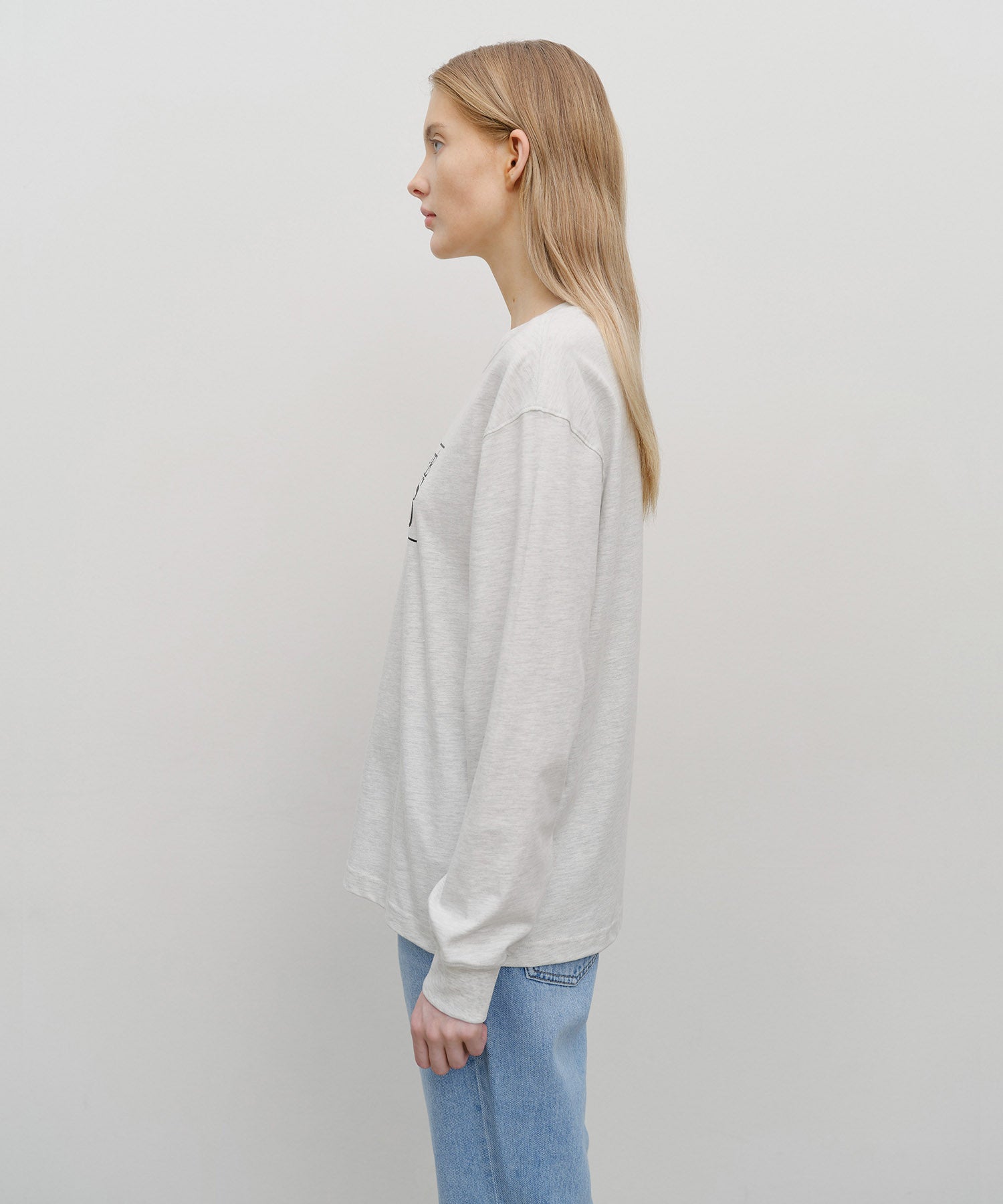 Marithe & Francois Girbaud - Classic Logo Long Sleeve (Light Heather Gray) product image 2 | TRAB K-Fashion Australia