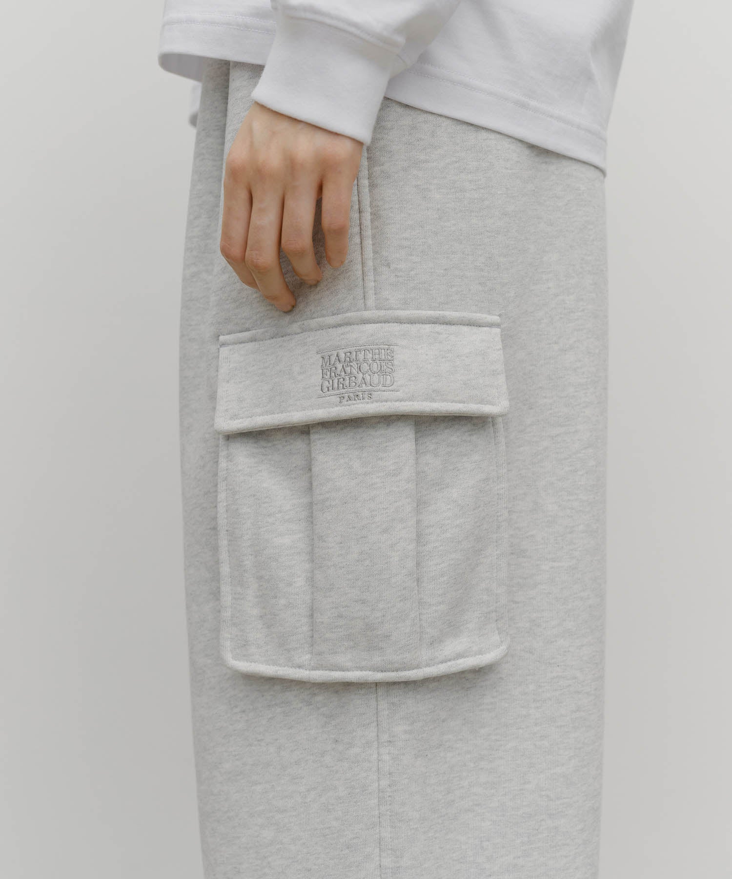 Marithe & Francois Girbaud - Classic Logo One Tuck Cargo Sweat Pants (Light Heather Gray) product image 2 | TRAB K-Fashion Australia