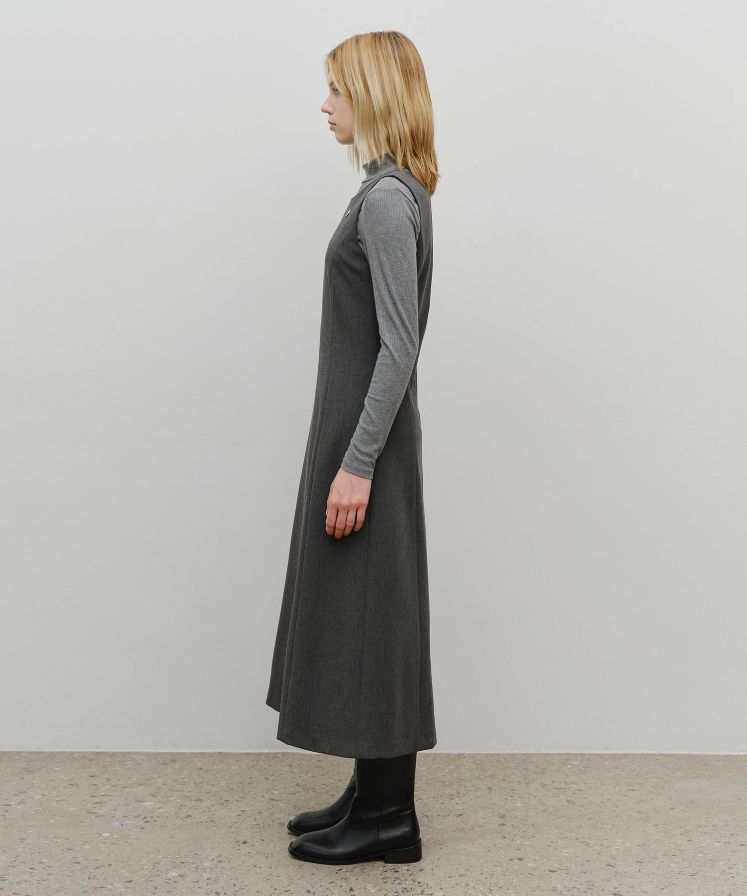 Marithe & Francois Girbaud - Sleeveless Long Dress (Charcoal) product image 2 | TRAB K-Fashion Australia