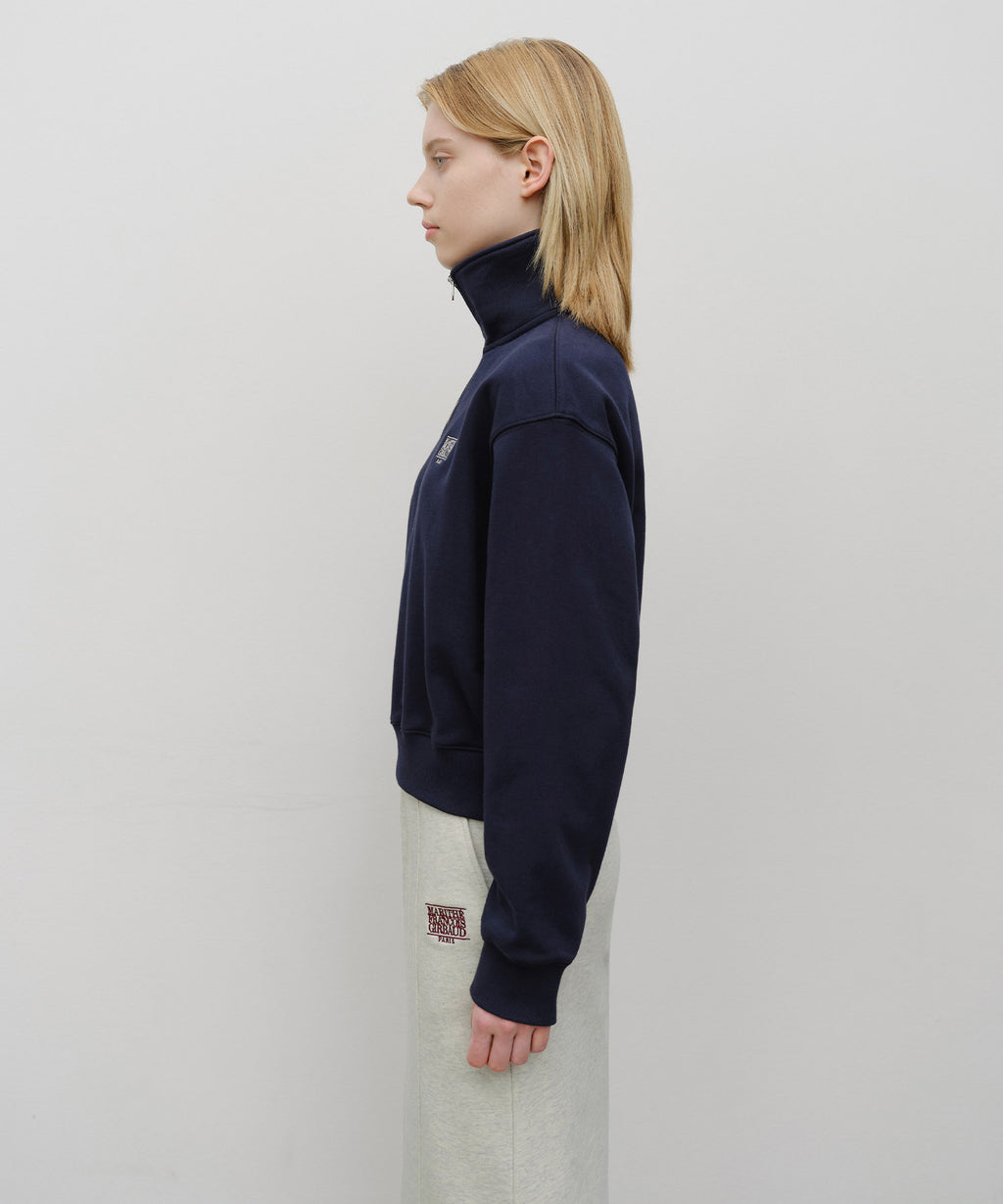 Marithe & Francois Girbaud - Classic Logo Half Zipup Crop Sweatshirt (Navy) product image 2 | TRAB K-Fashion Australia