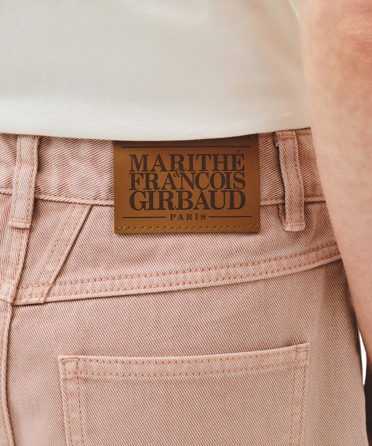 Marithe & Francois Girbaud - Long Bermuda Denim Pants (Dust Pink) product image 2 | TRAB K-Fashion Australia