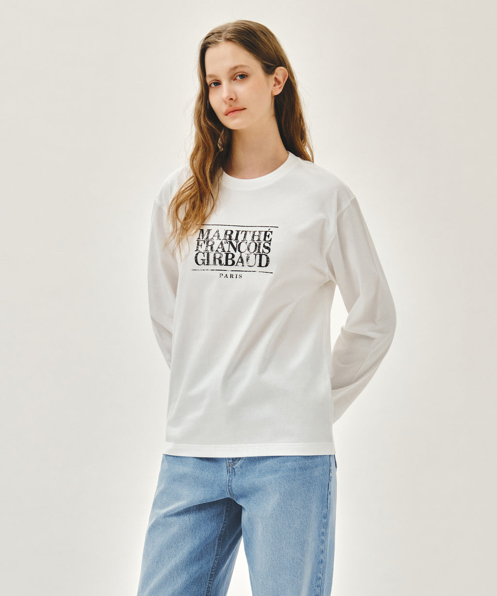 Marithe & Francois Girbaud - Crack Classic Logo Long Sleeve Tee (White) product image 2 | TRAB K-Fashion Australia