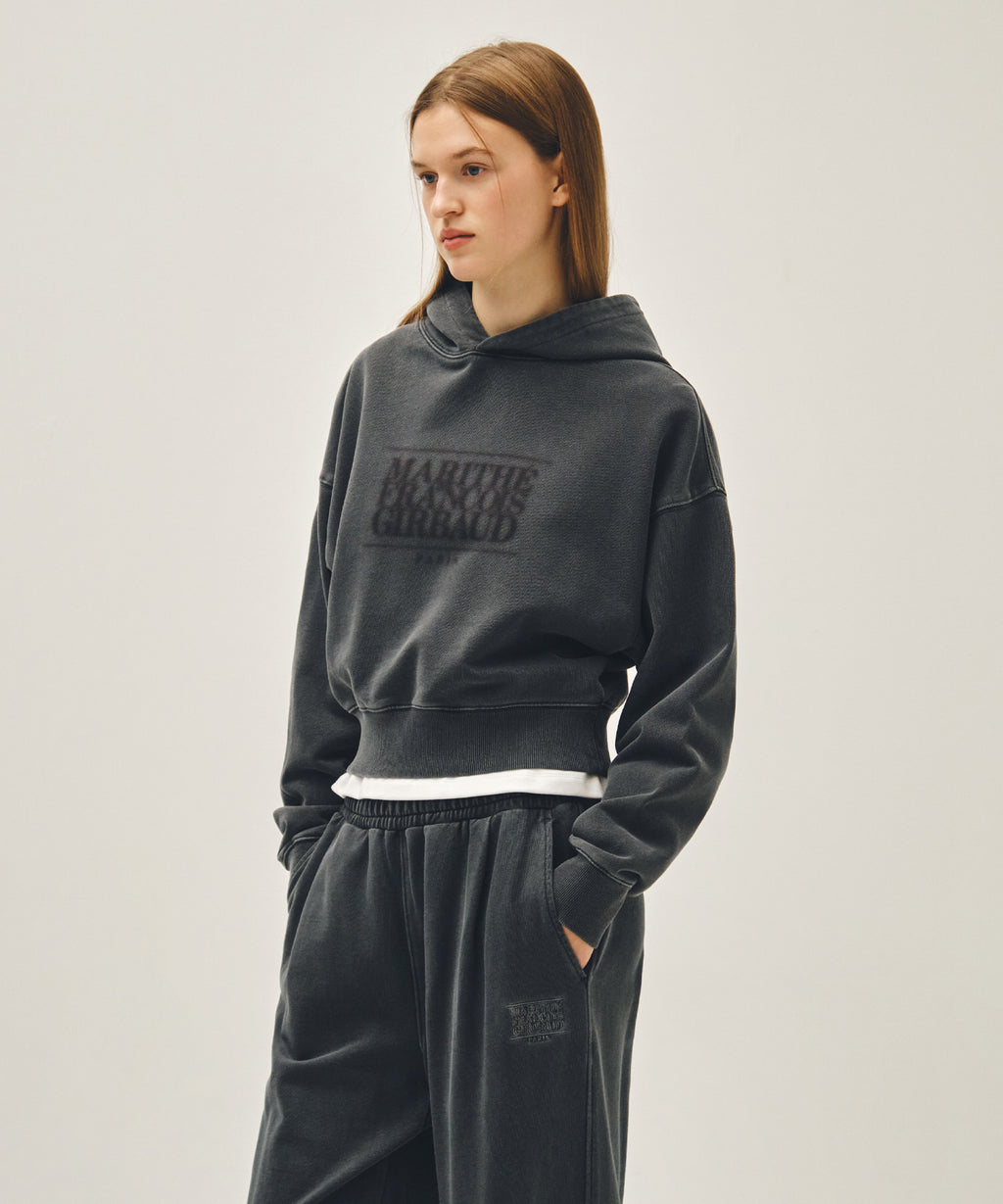 Marithe & Francois Girbaud - Shadow Classic Logo Dyeing Crop Hoodie (Charcoal) product image 2 | TRAB K-Fashion Australia