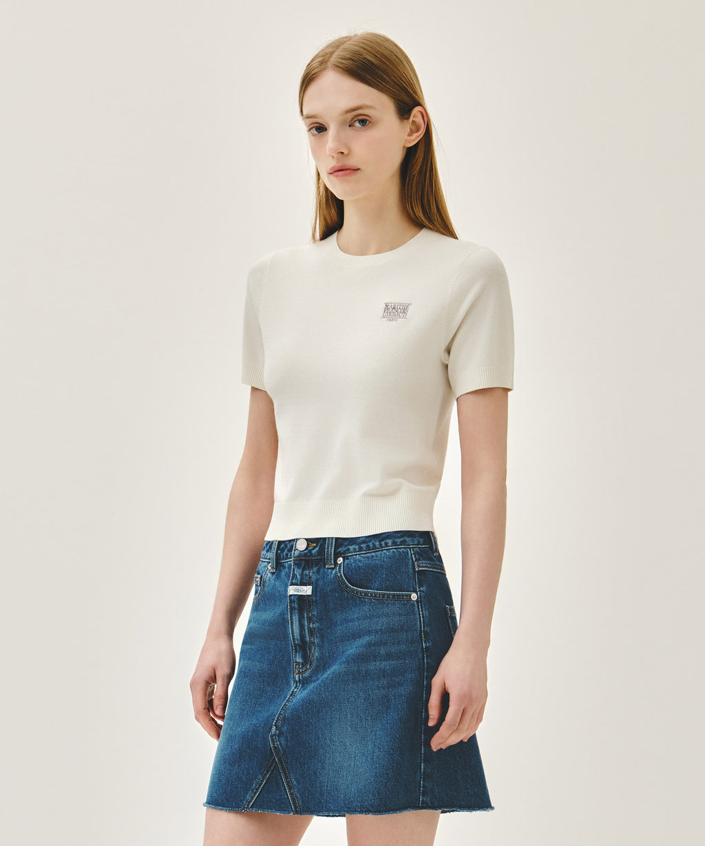 Marithe & Francois Girbaud - Small Classic Logo Half Knit Pullover (Ivory) product image 4 | TRAB K-Fashion Australia