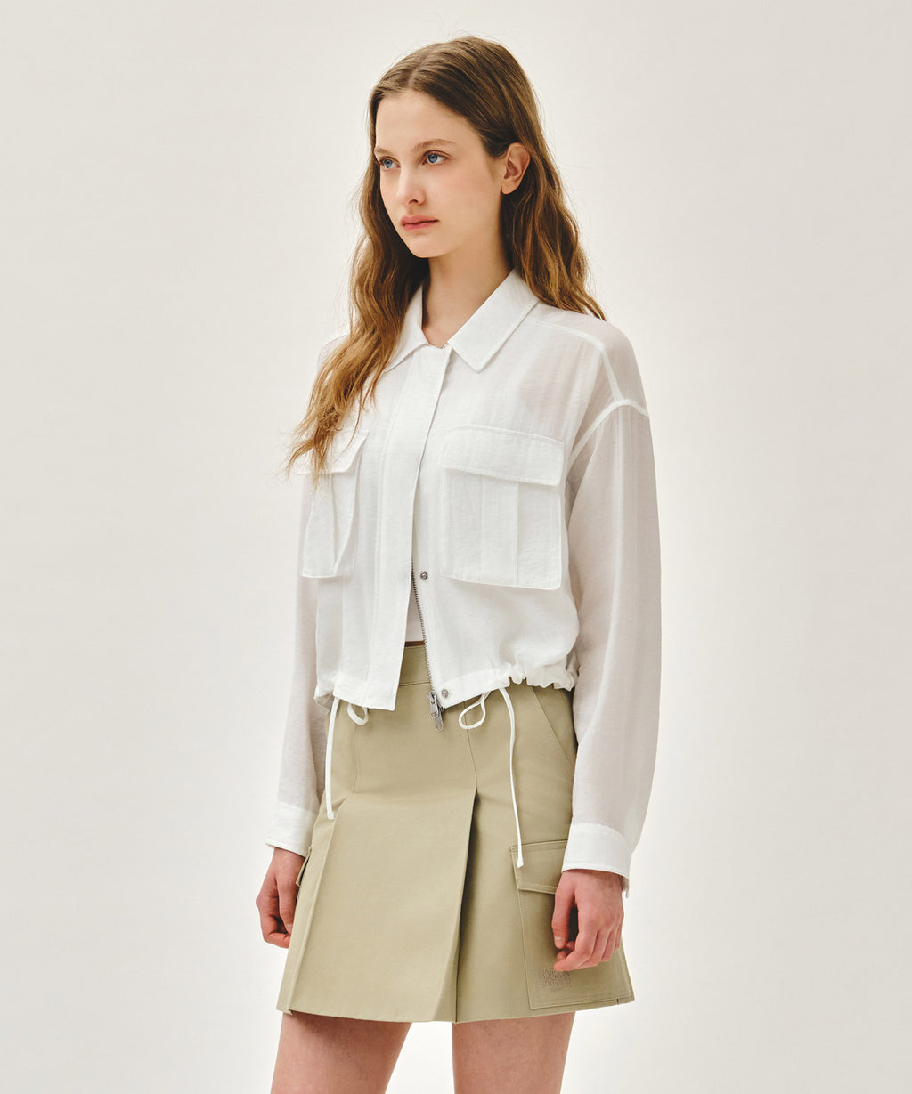 Marithe & Francois Girbaud - Crop Sheer Jacket (White) product image 2 | TRAB K-Fashion Australia